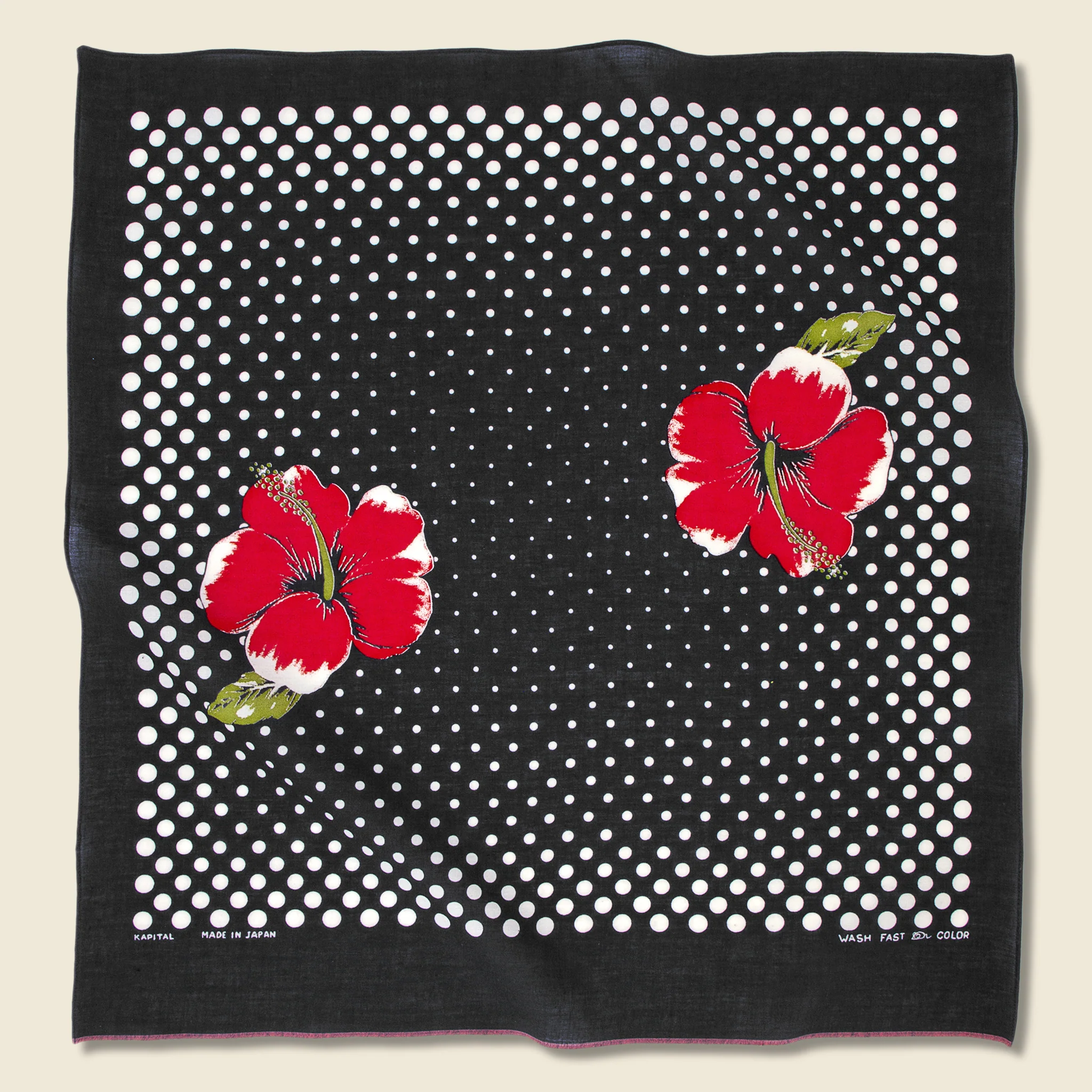 Coco Hibiscus Selvedge Bandana - Black