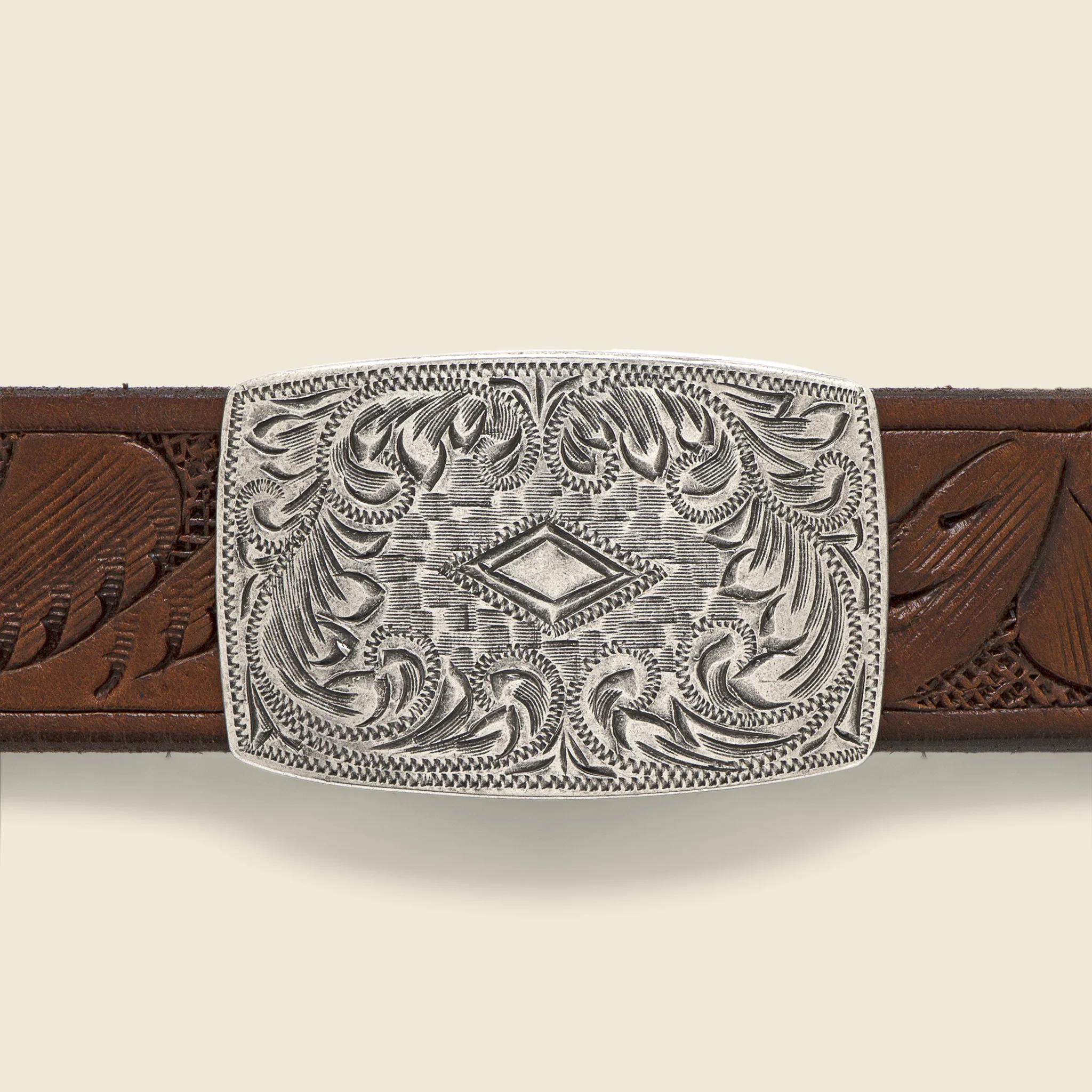 Coleman Tooled Leather Belt - Brown - Image 2