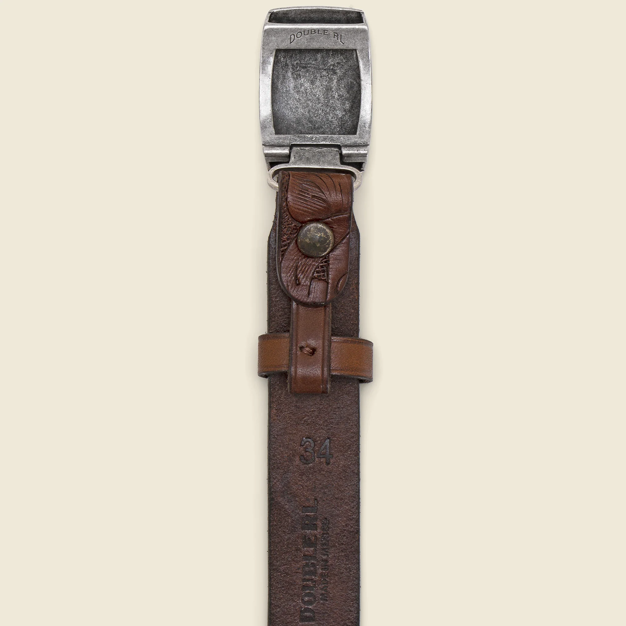 Coleman Tooled Leather Belt - Brown - Image 3