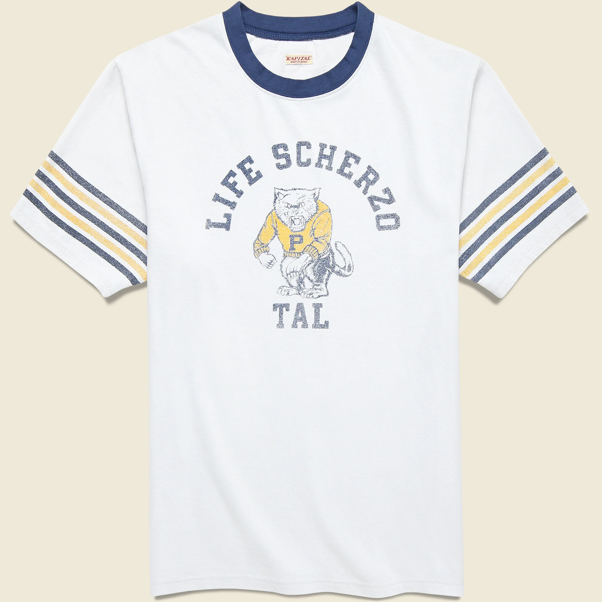 College Capital Ringer Tee - Light Grey