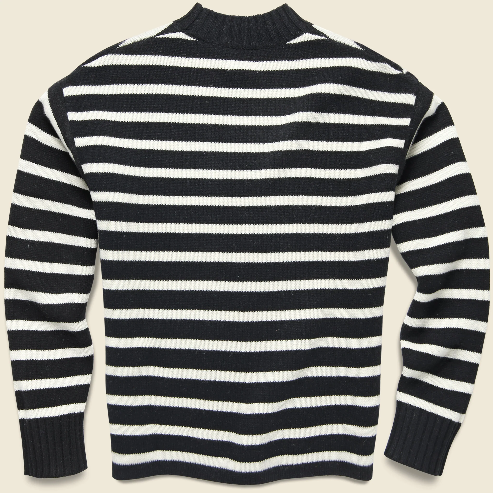 Concentric Squares Mock Neck Sweater - Black/White - Image 2