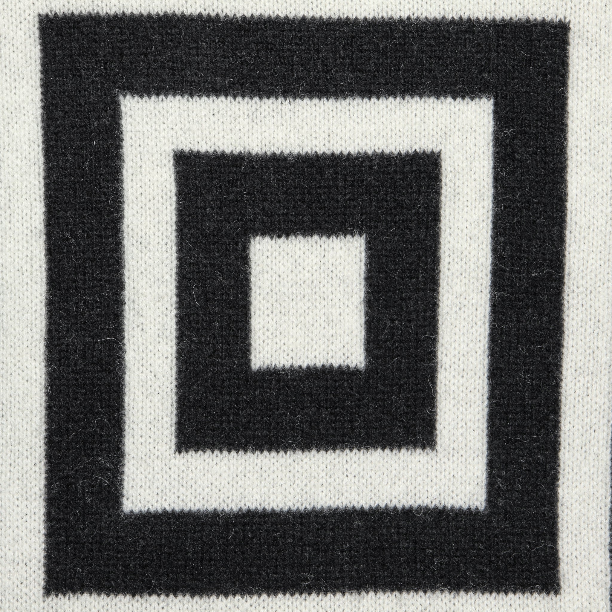Concentric Squares Mock Neck Sweater - Black/White - Image 3