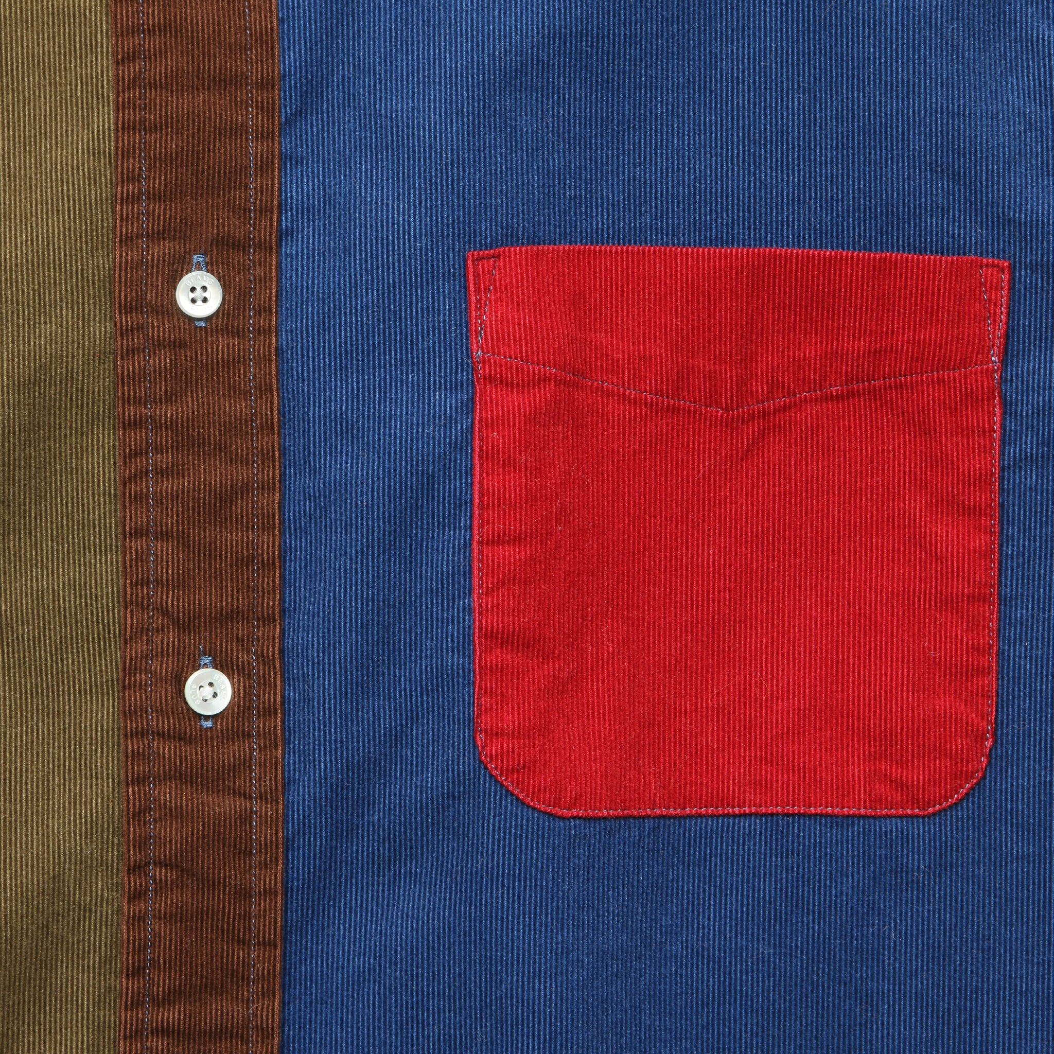 Corduroy Panel Shirt - Red/Multi - Image 3