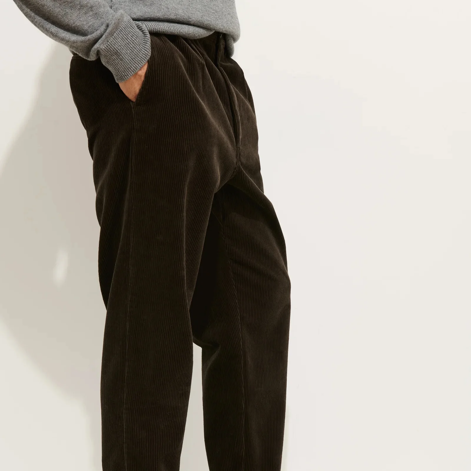 Corduroy Pleated Pant - Chocolate - Image 3