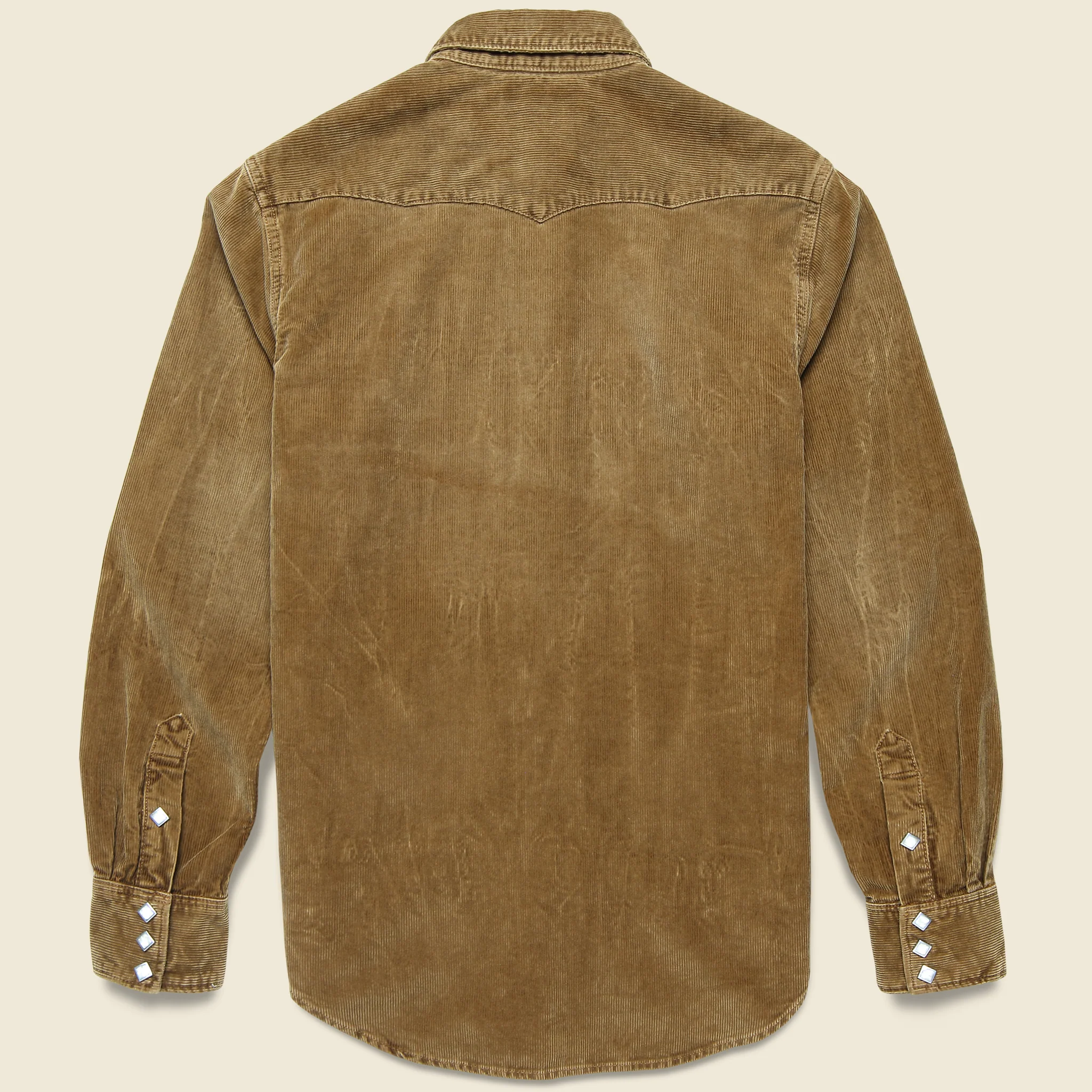 Slim Fit Corduroy Western Shirt - Tan - Image 6
