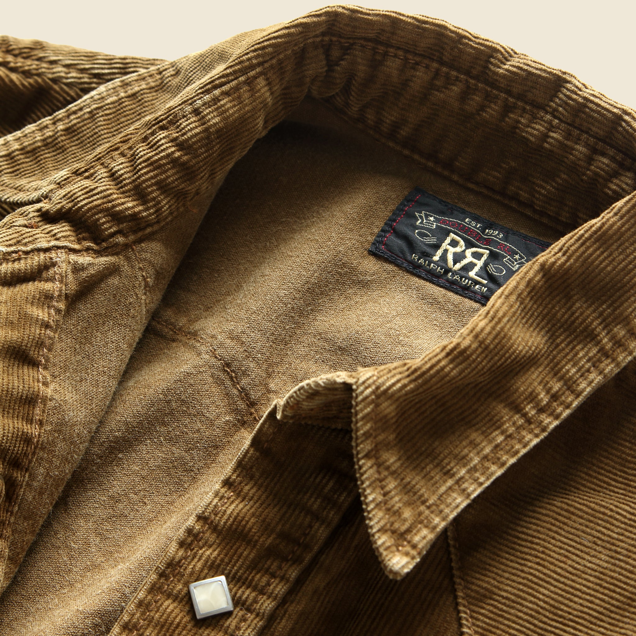 Slim Fit Corduroy Western Shirt - Tan - Image 9