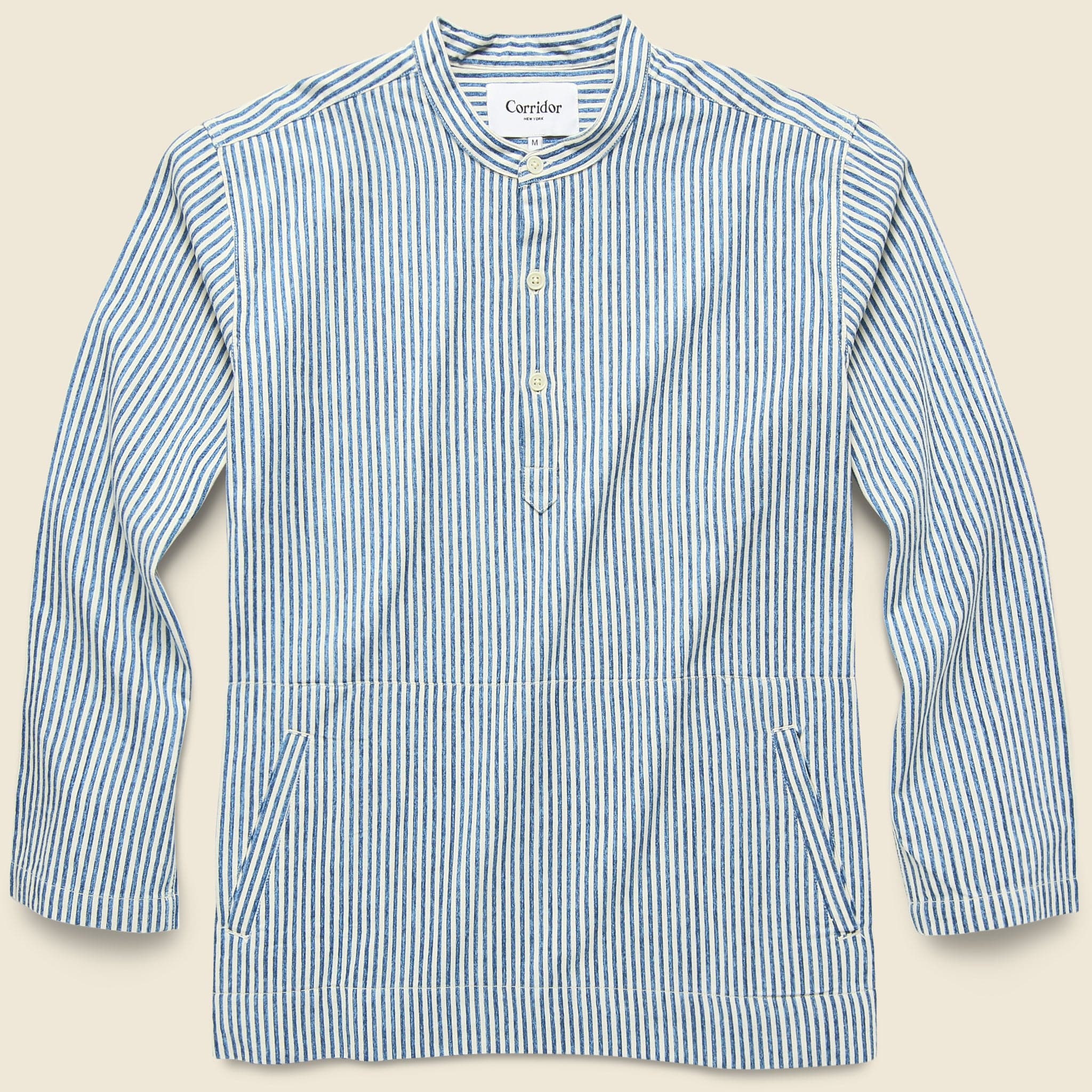Spec Dye Stripe Popover - Blue/White
