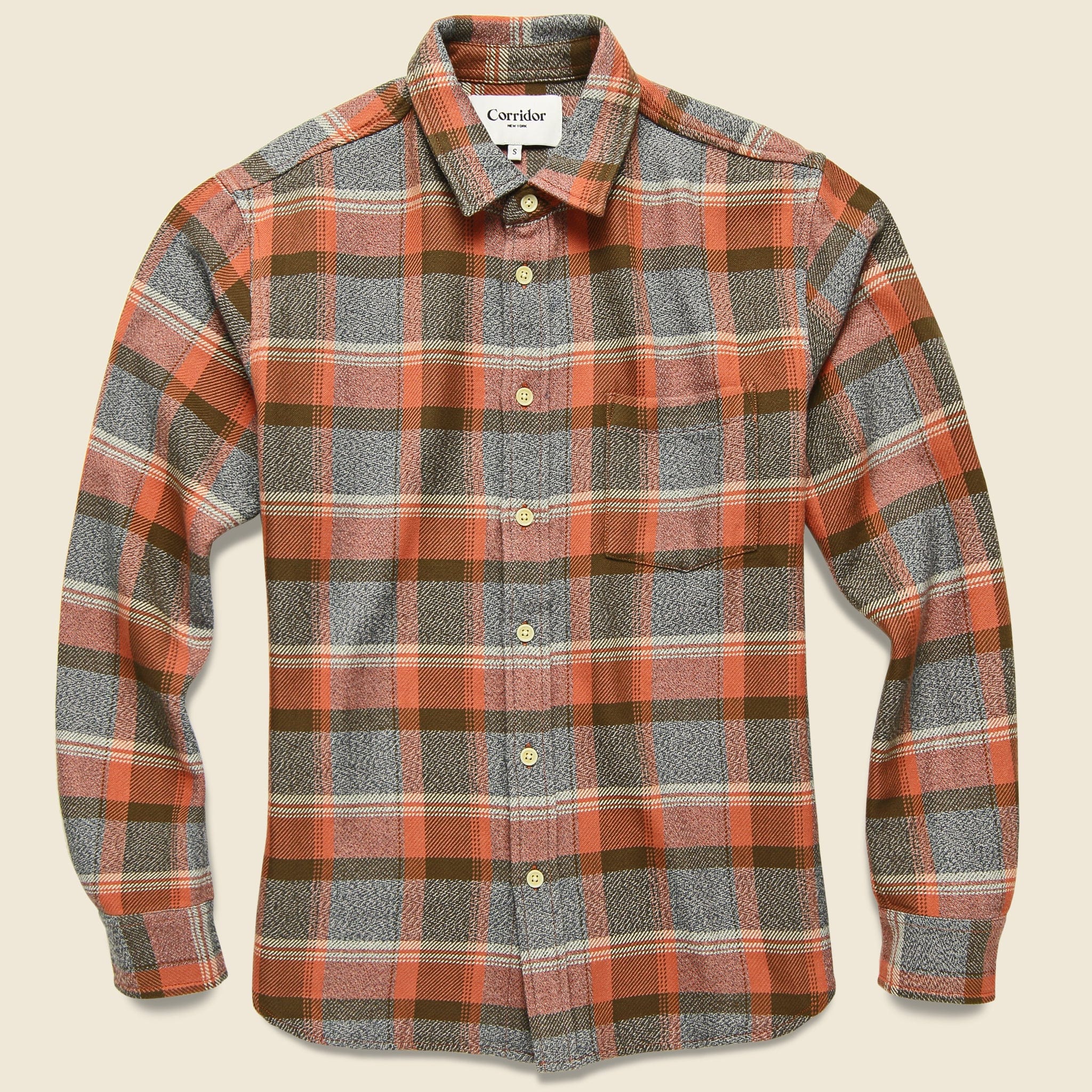 Twisted Yarn Blanket Plaid Shirt - Clay