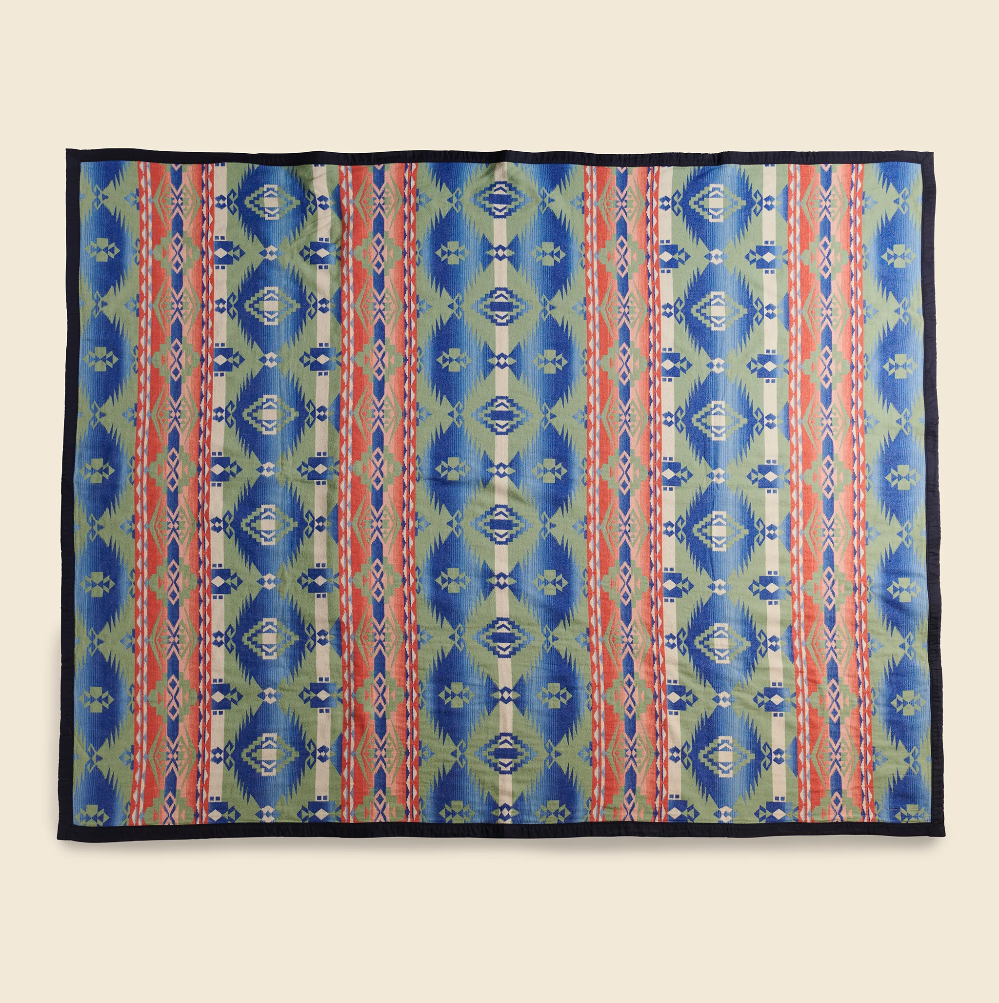 Cotton Camp Blanket - Green/Navy Multi - Image 2