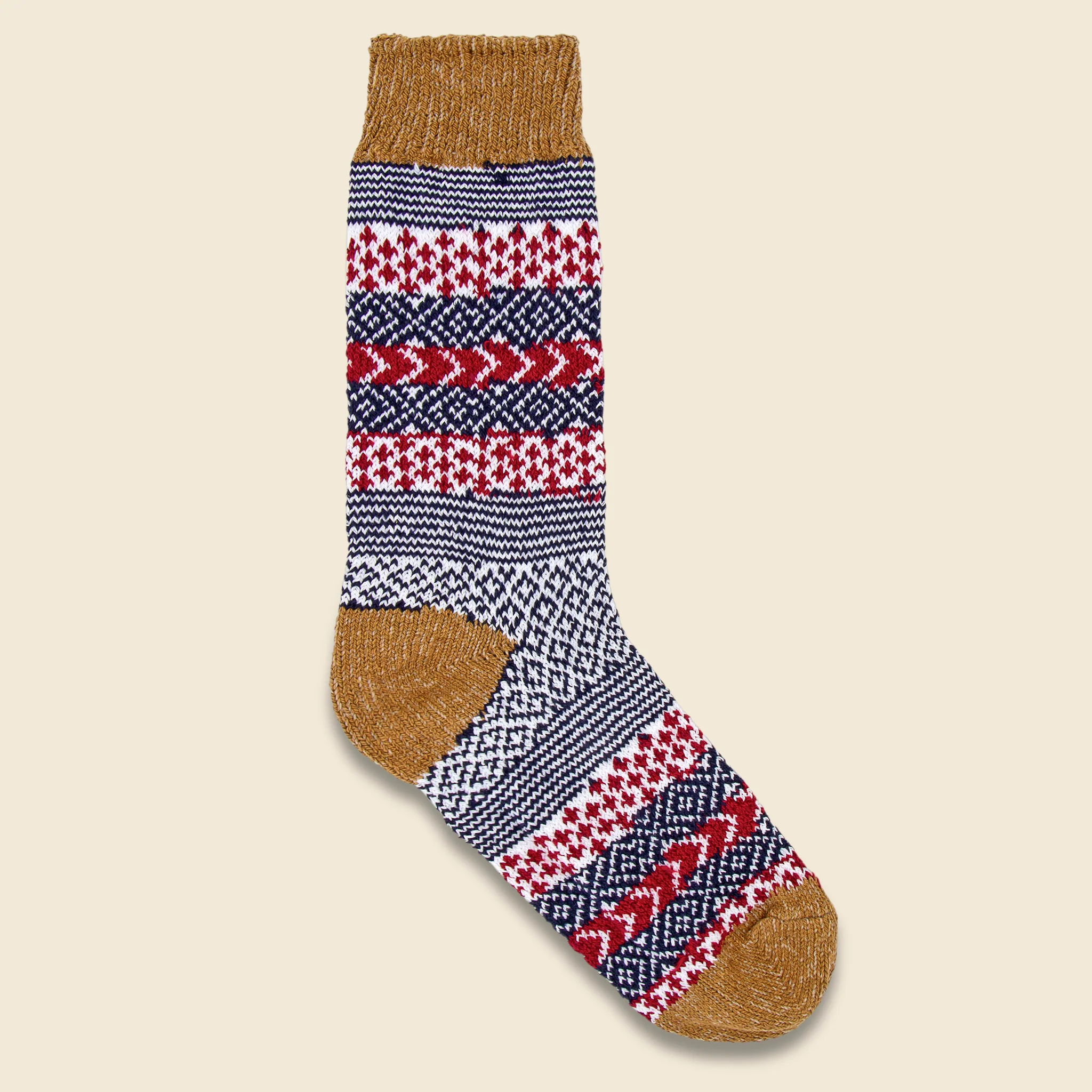Cotton Fair Isle Sock - Ochre