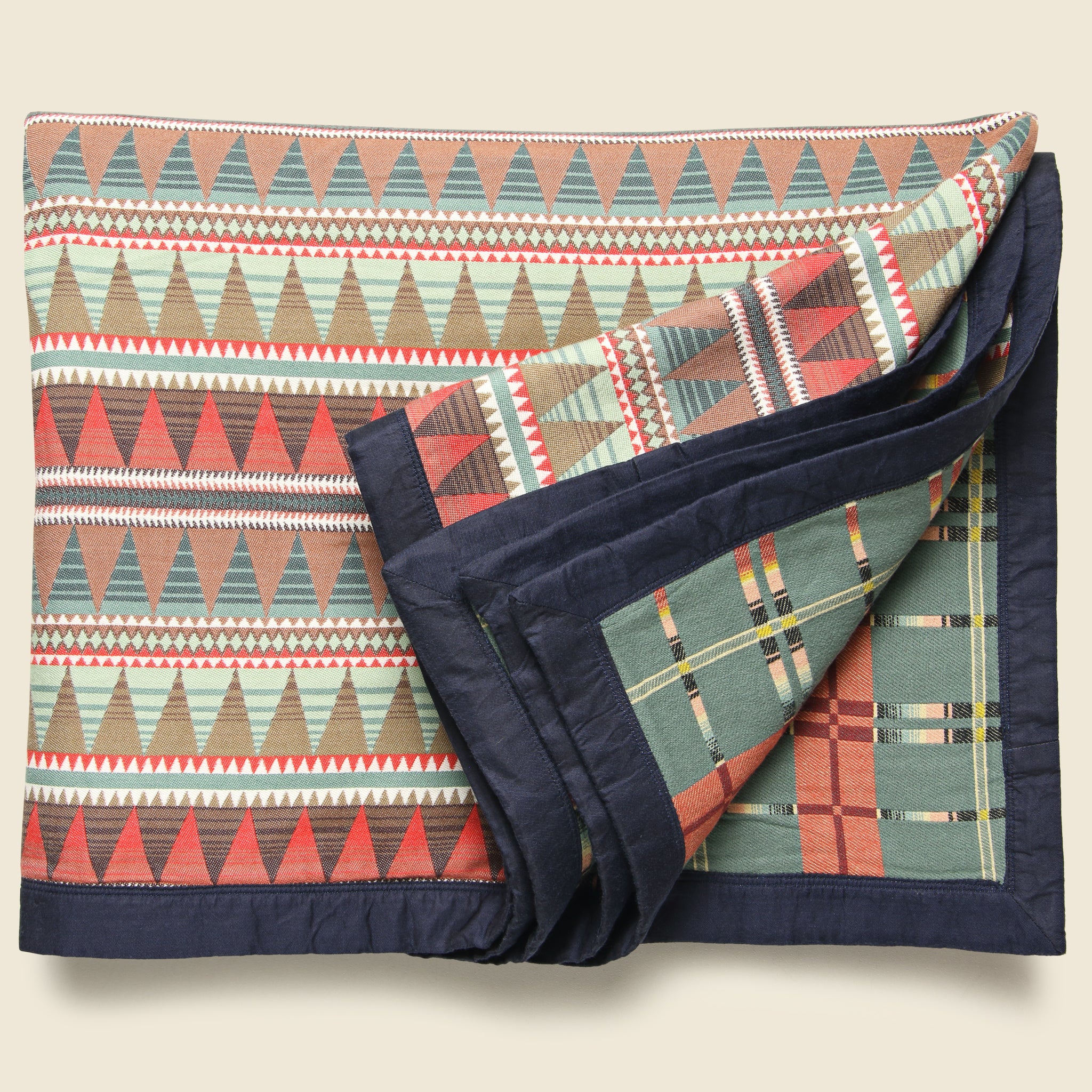 Cotton Jacquard Camp Blanket - Red/Blue/Multi - Image 2