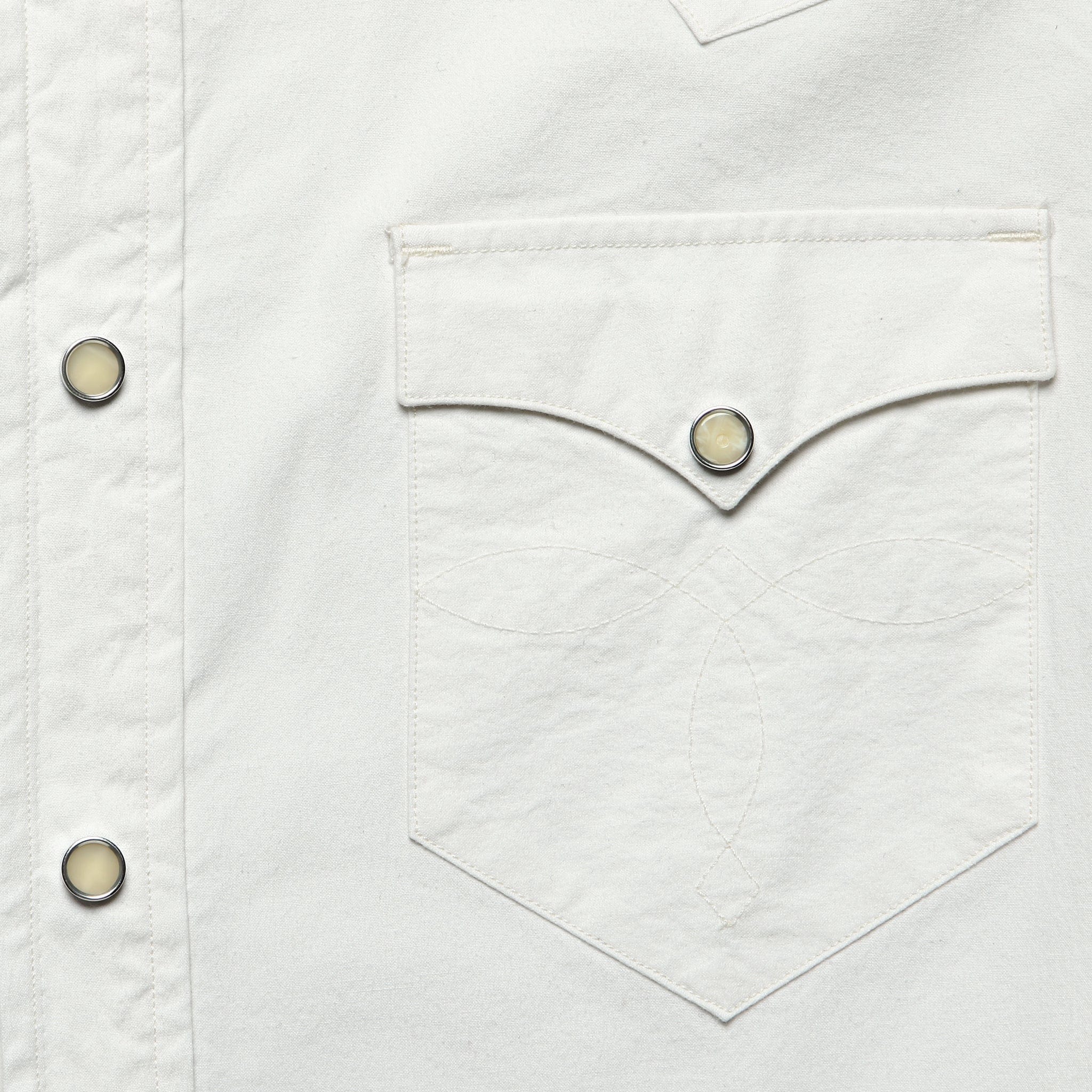Slim Fit Twill Western Shirt - White - Image 3