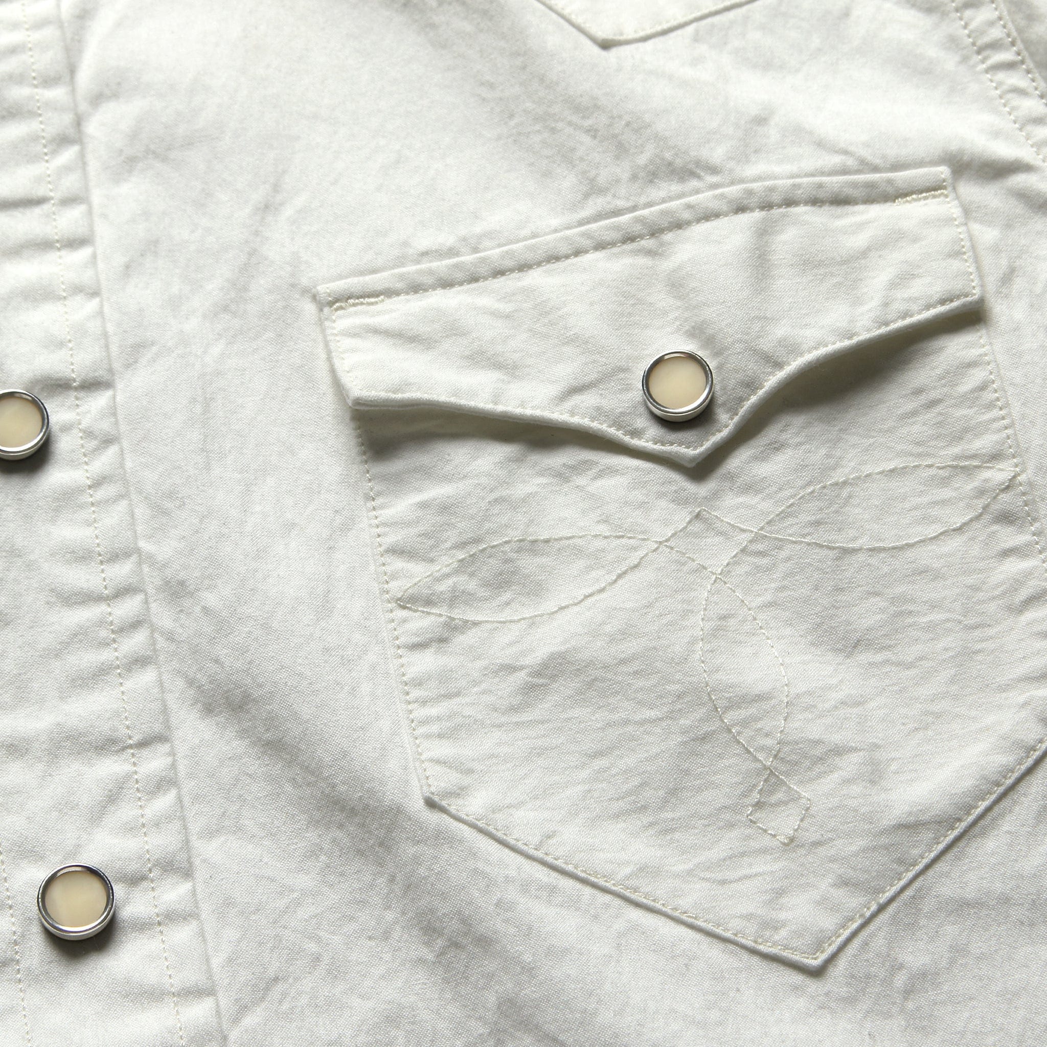 Slim Fit Twill Western Shirt - White - Image 5