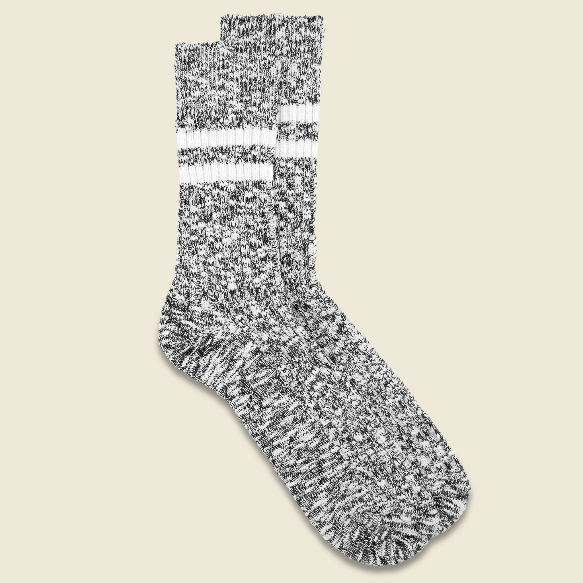 Cotton Slub Stripe Sock - Black