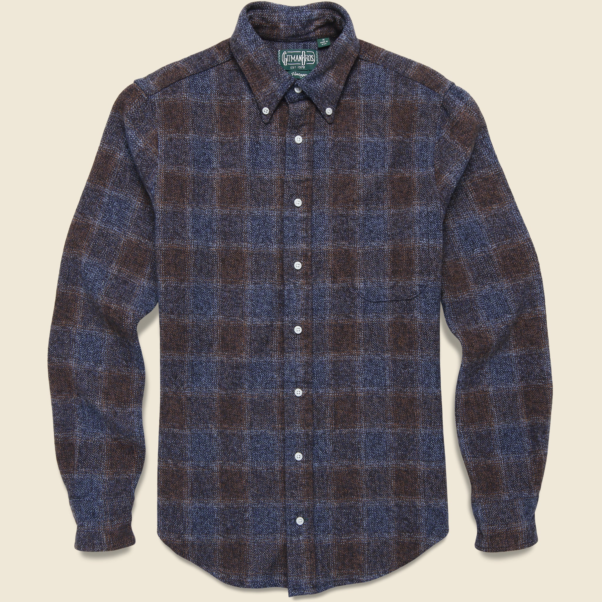Brushed Cotton Plaid Shirt - Brown
