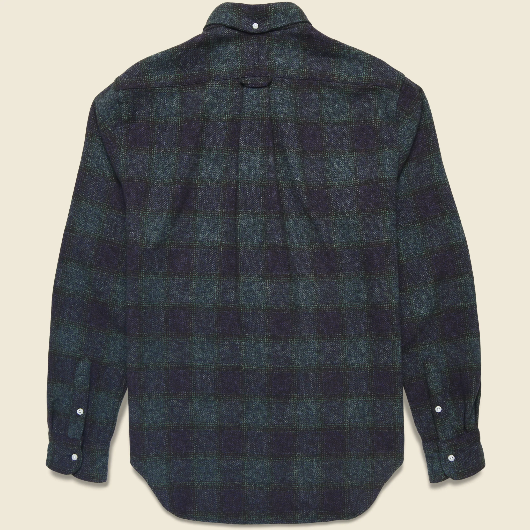 Brushed Cotton Plaid Shirt - Navy - Image 3