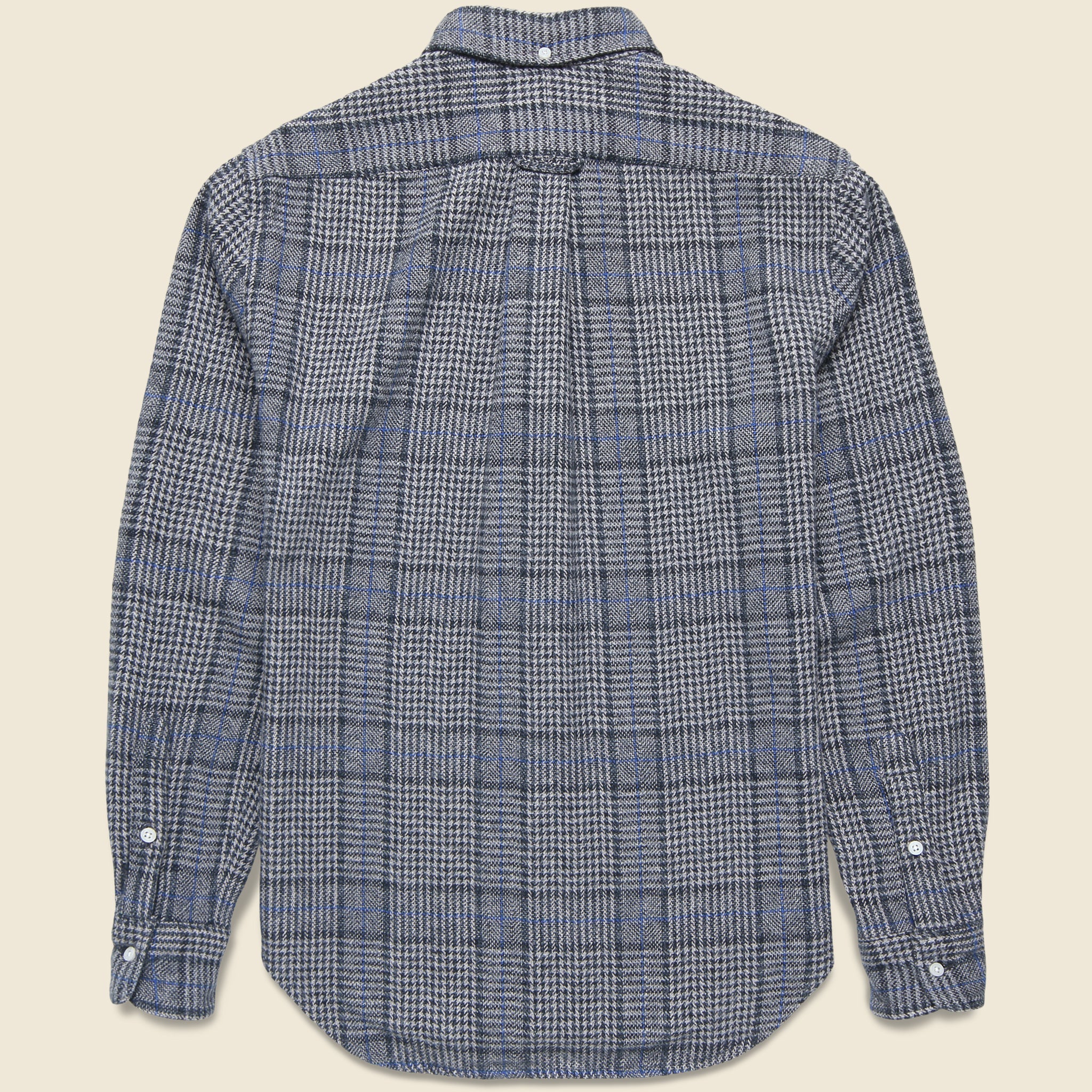 Brushed Cotton Windowpane Shirt - Grey/Blue - Image 2