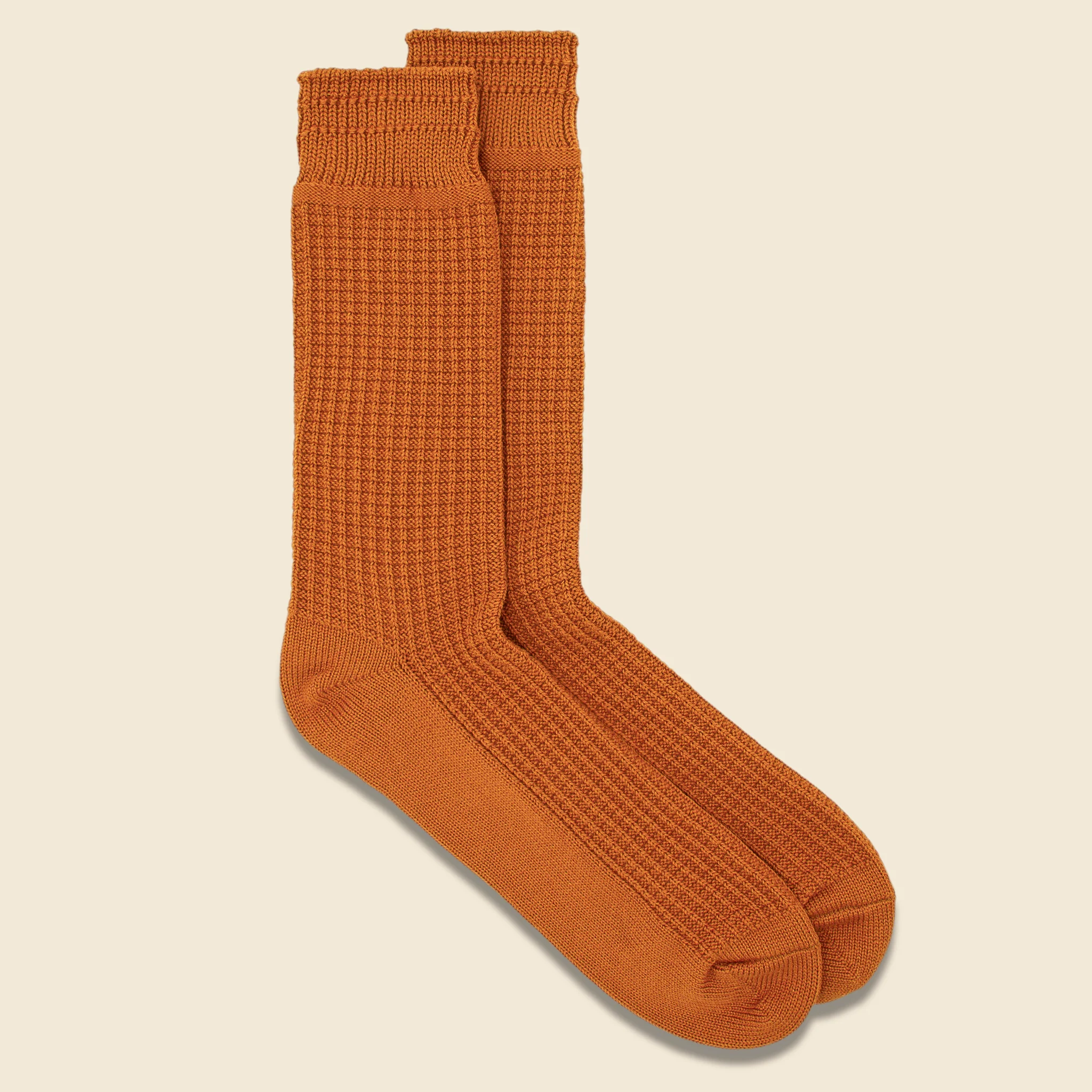 Cotton Waffle Sock - Dark Yellow