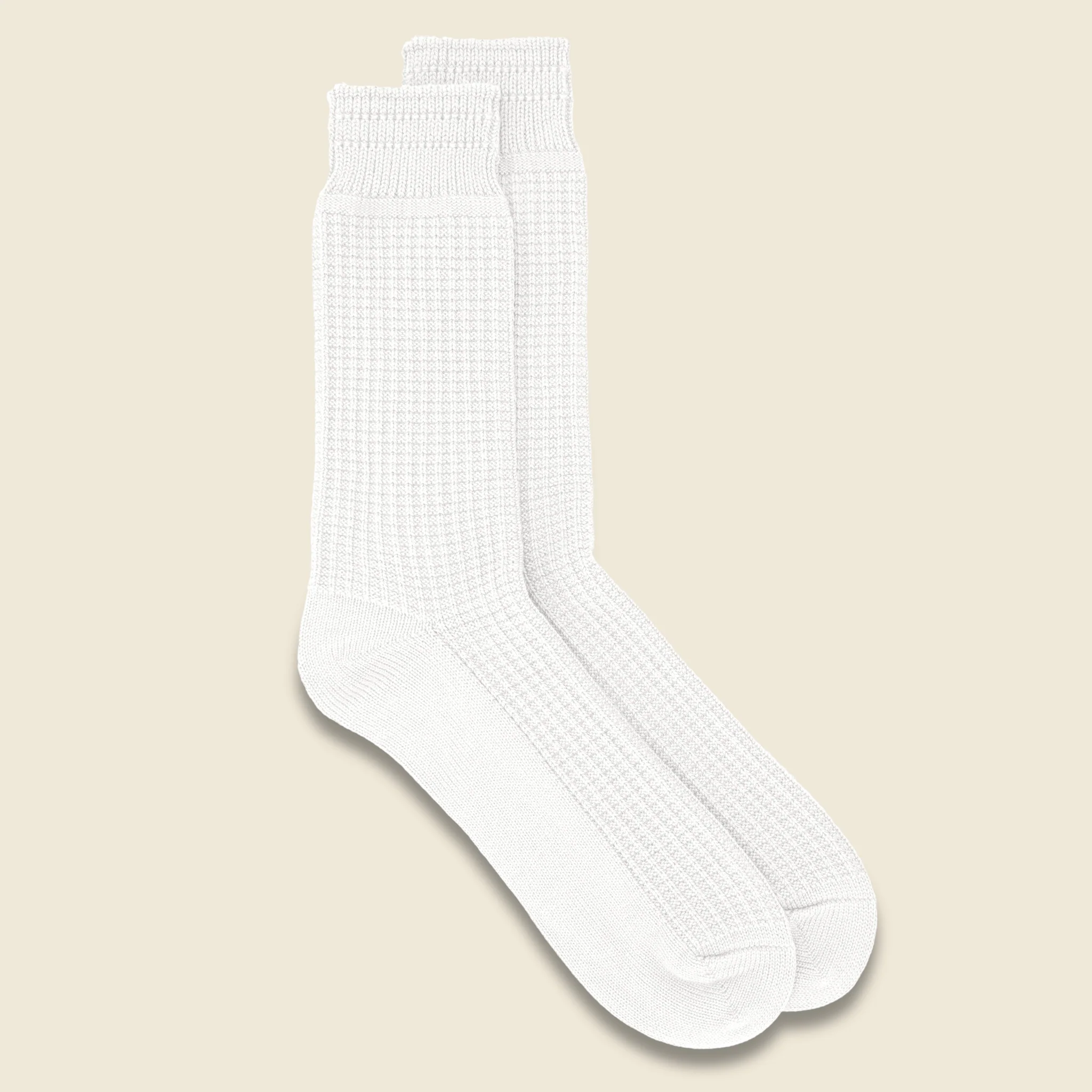 Cotton Waffle Sock - Raw White