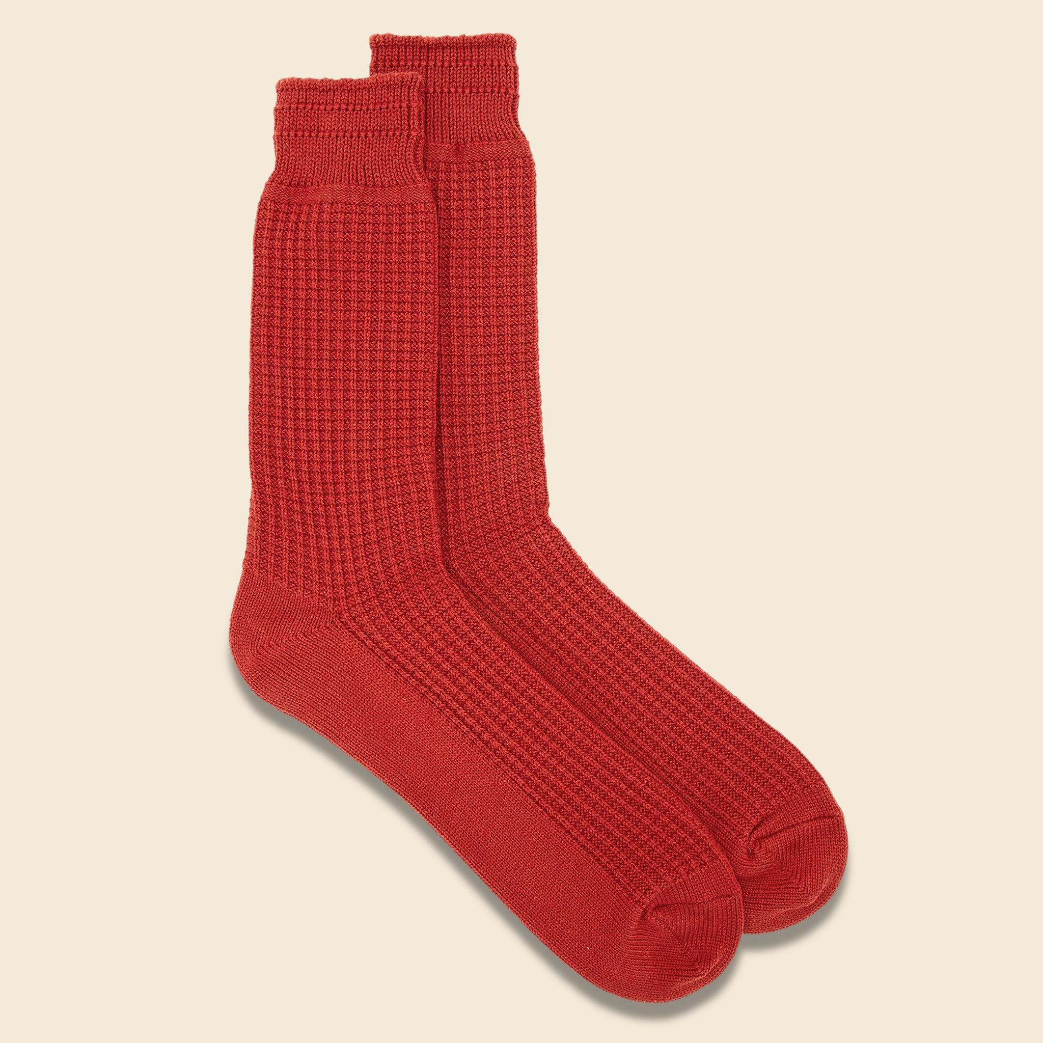 Cotton Waffle Sock - Rust