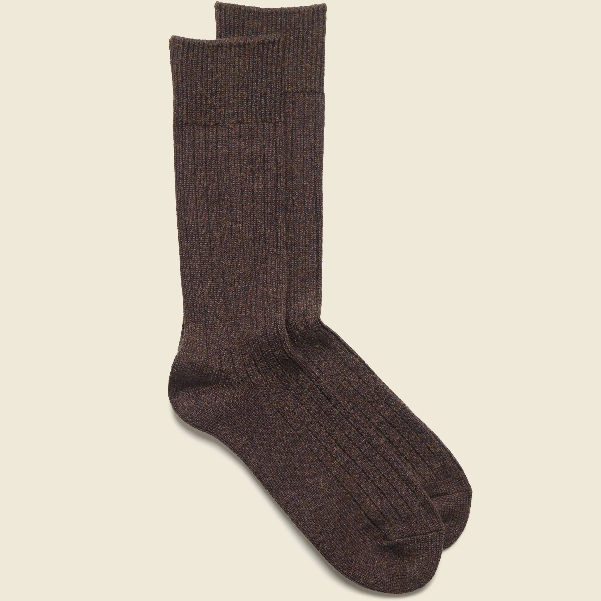 Cotton Wool Rib Sock - Dark Brown