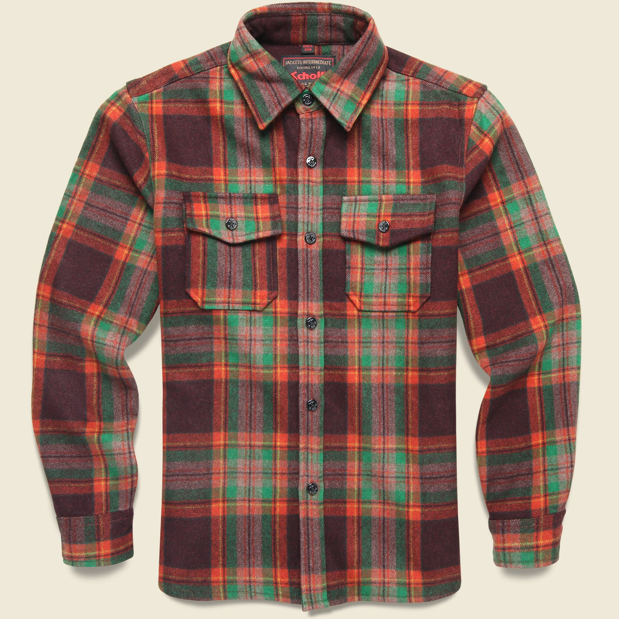 CPO Wool Shirt - Brick Plaid