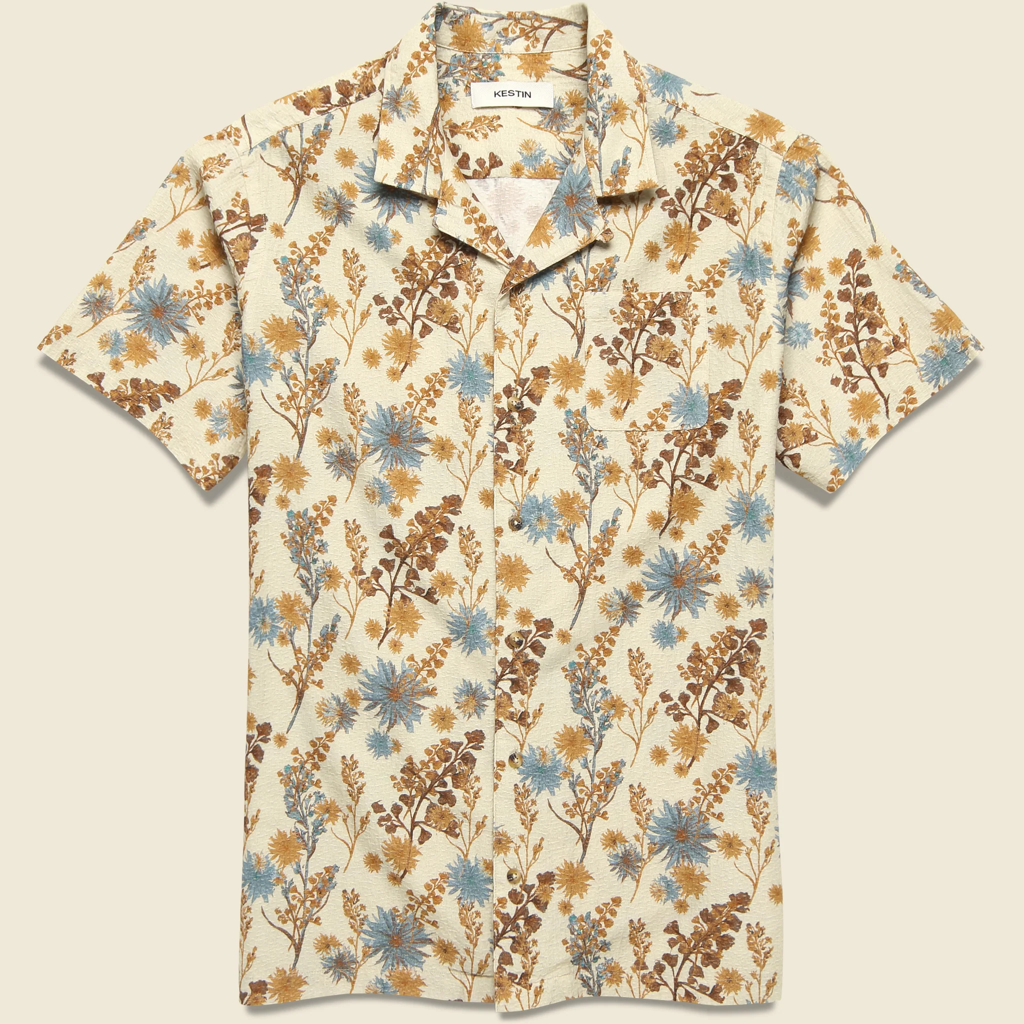 Crammond Shirt - Ecru Thistle Print
