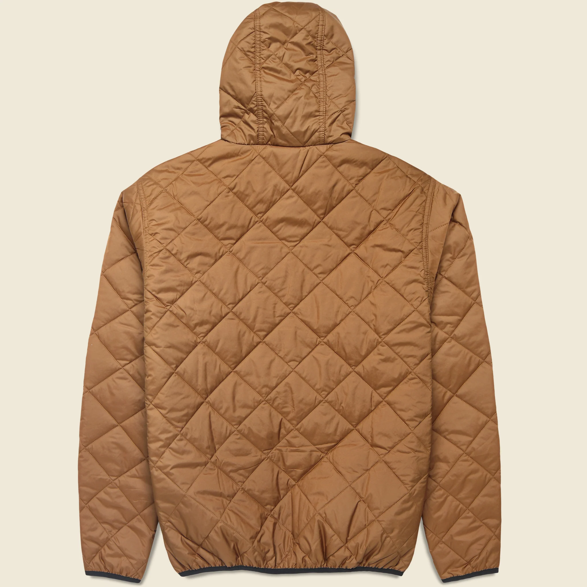 Diamond Quilted Bomber Hoody - Deer Brown - Image 2