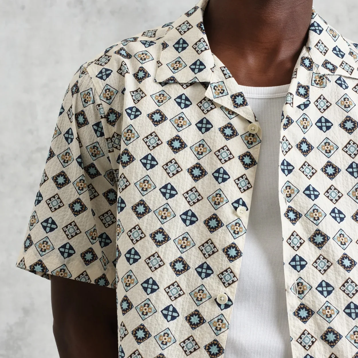 Didcot Geo Tile Shirt - Ecru - Image 2