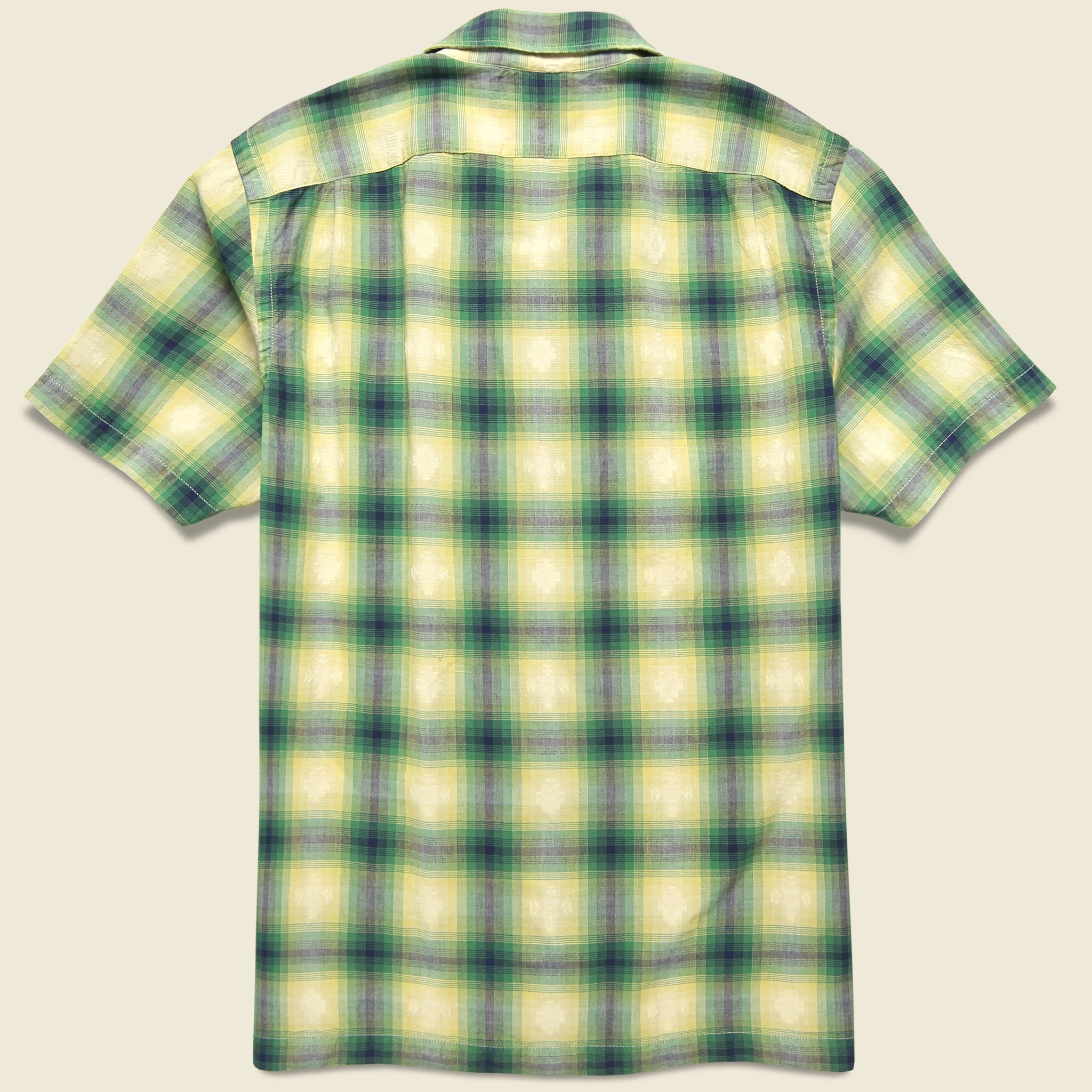 Dobby Plaid Camp Shirt - Green/Blue - Image 2
