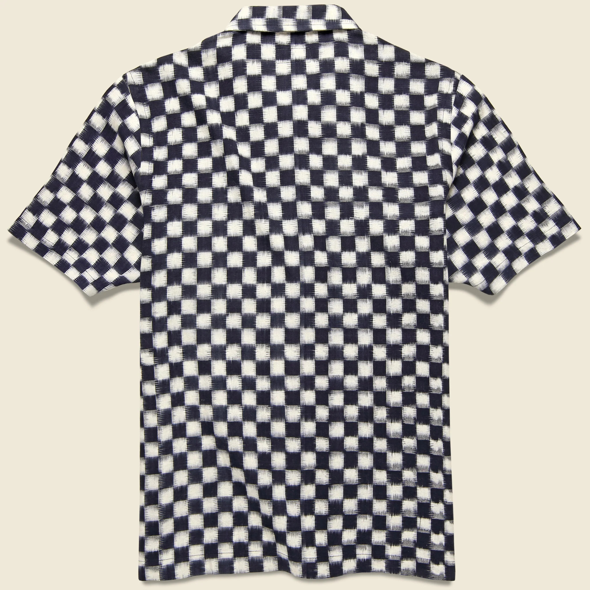 Double Ikat Chequerboard Road Shirt - Indigo/White - Image 2