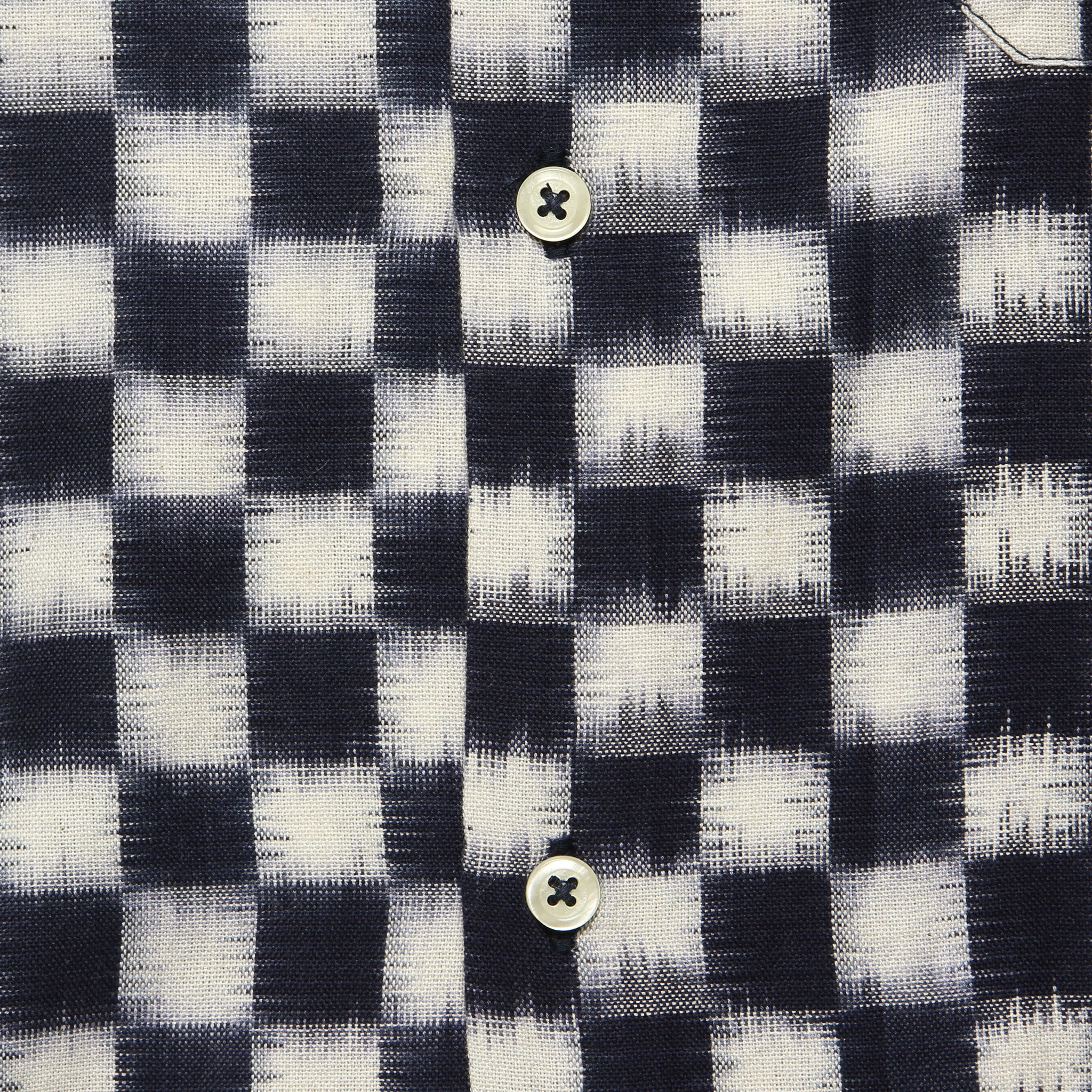 Double Ikat Chequerboard Road Shirt - Indigo/White - Image 3