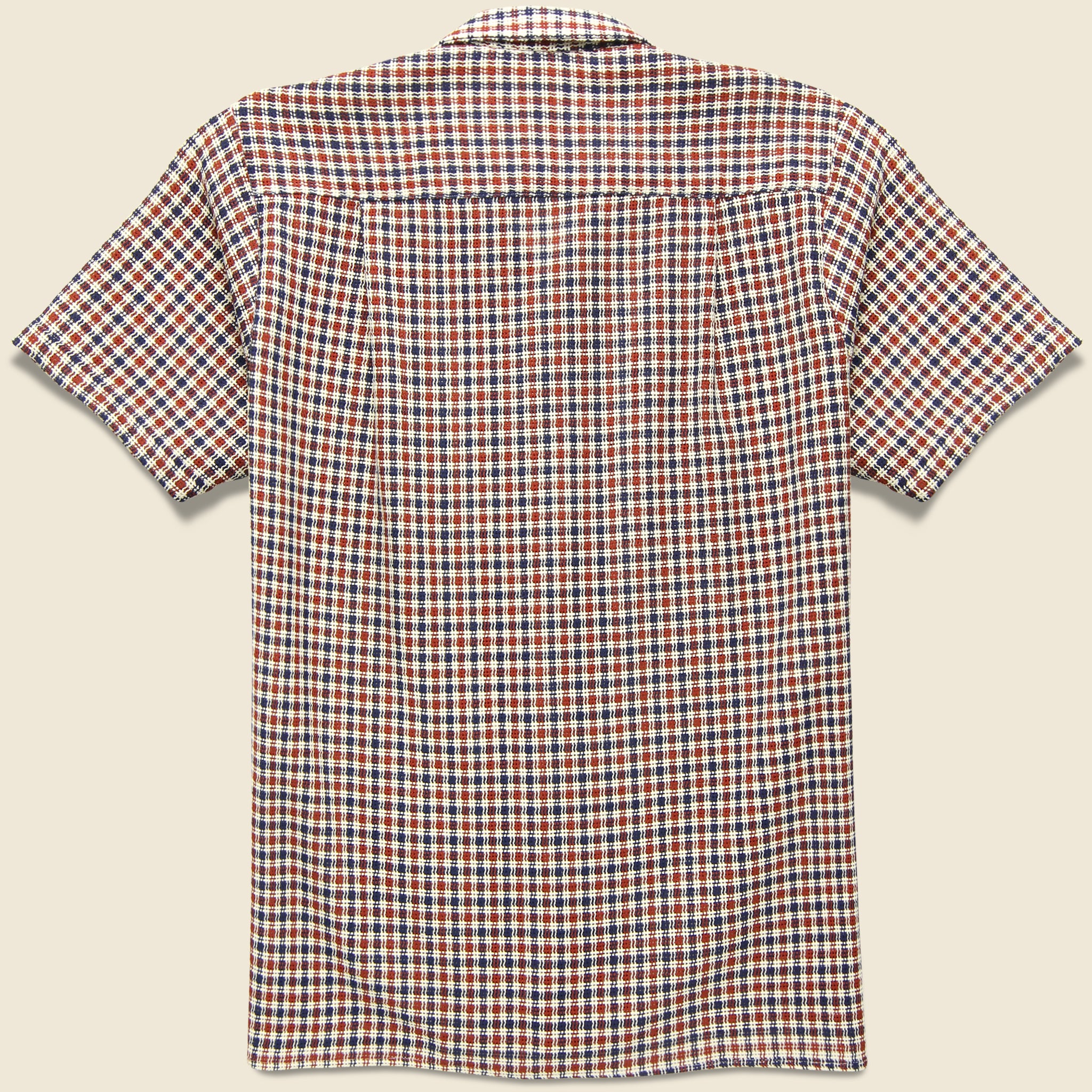 Eco Open Weave Camp Shirt - Red/Navy - Image 2