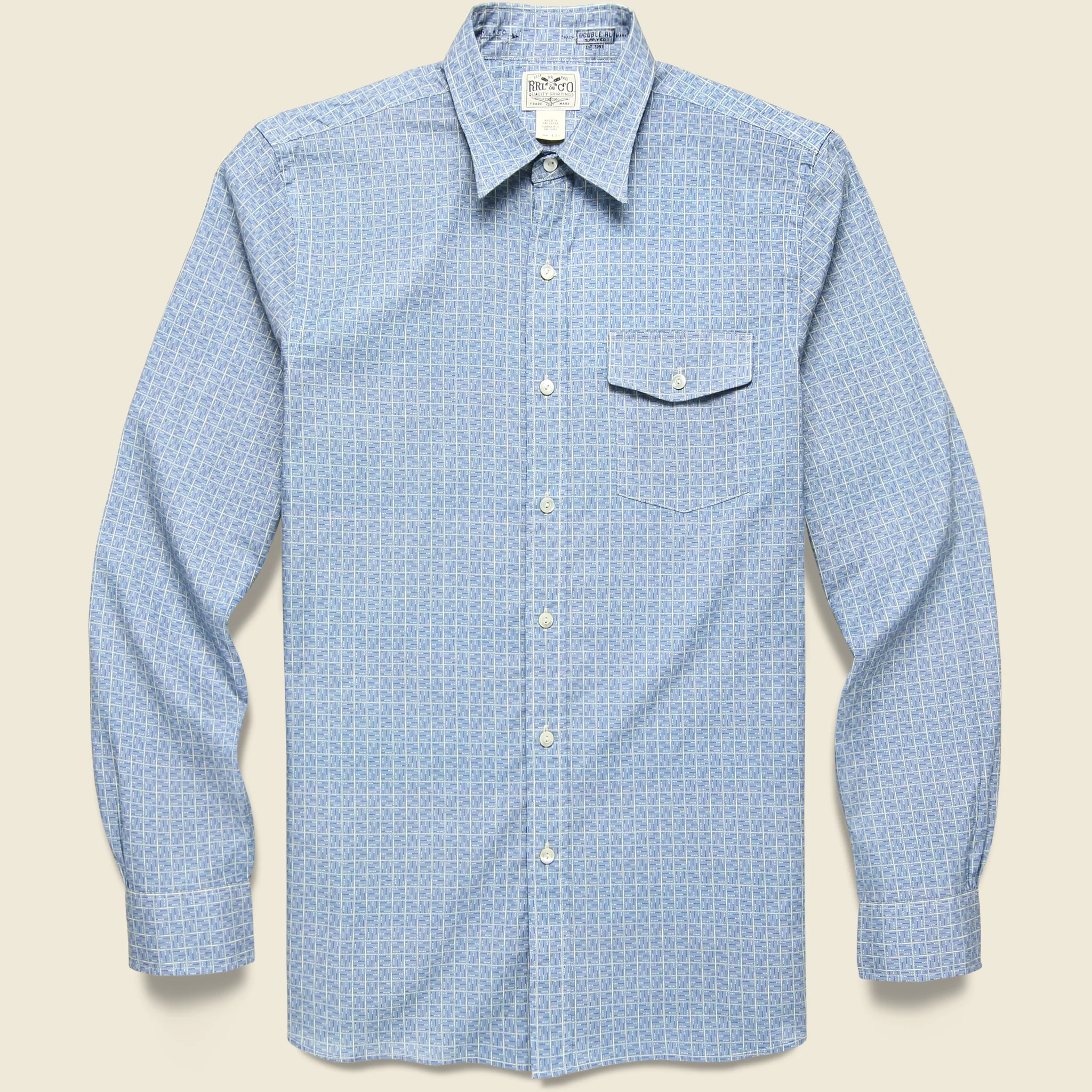 Eli Patterned Dress Shirt - Blue/Cream