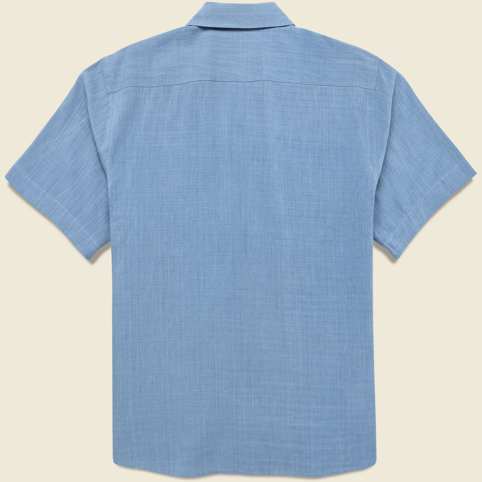 Embroidered Khadi Shirt - Blue - Image 3