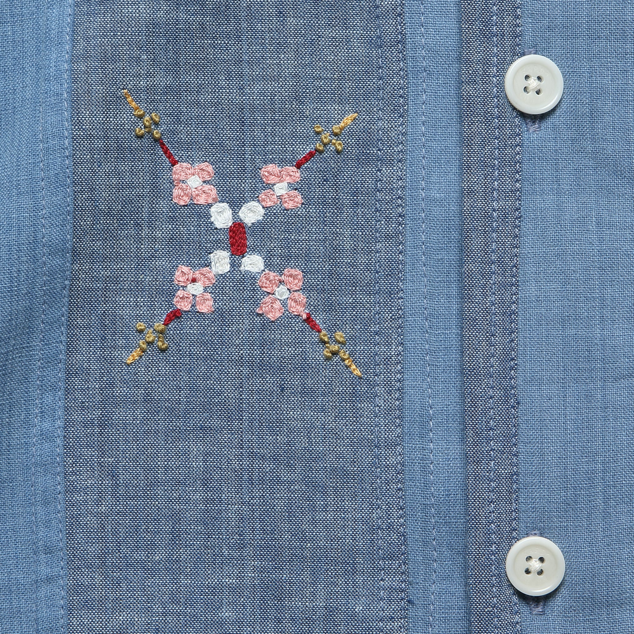 Embroidered Patchwork Khadi Shirt - Blue - Image 2