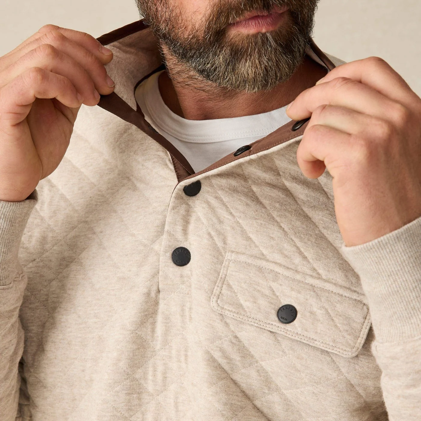 Epic Quilted Fleece Pullover - Oatmeal Melange - Image 2