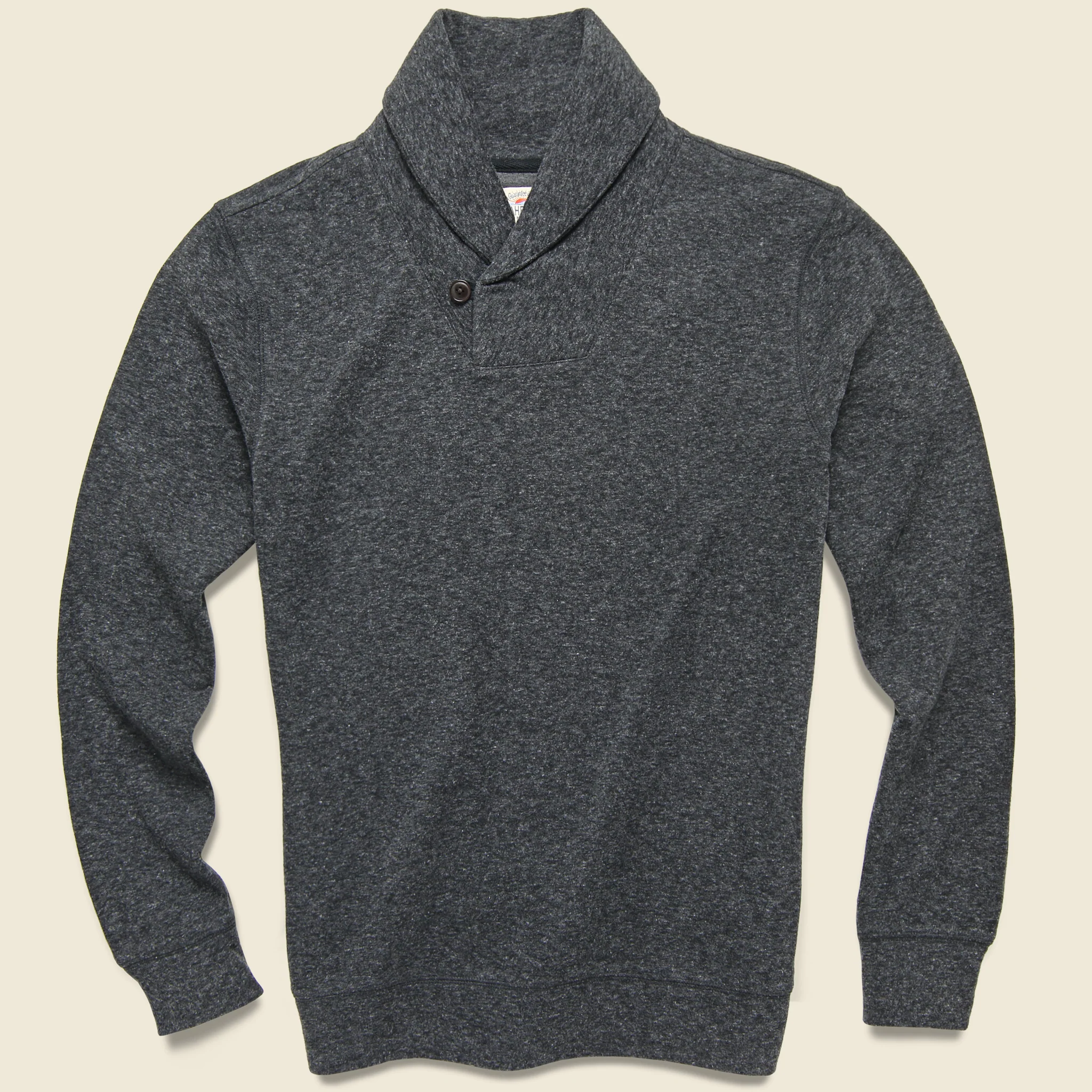 Dual Knit Shawl Collar Pullover - Washed Black