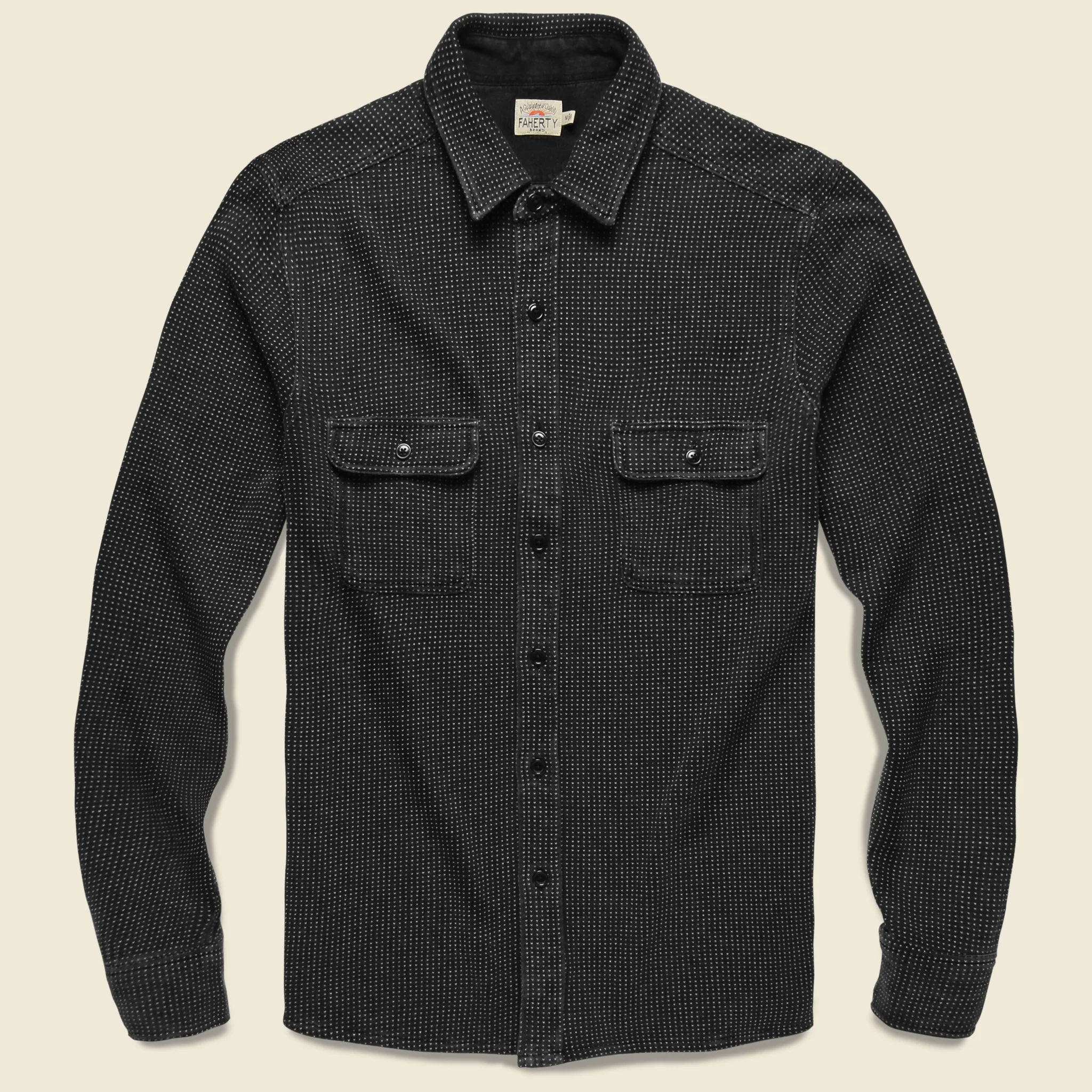 18 Year Wash Knit Dobby Workshirt - Black Indigo