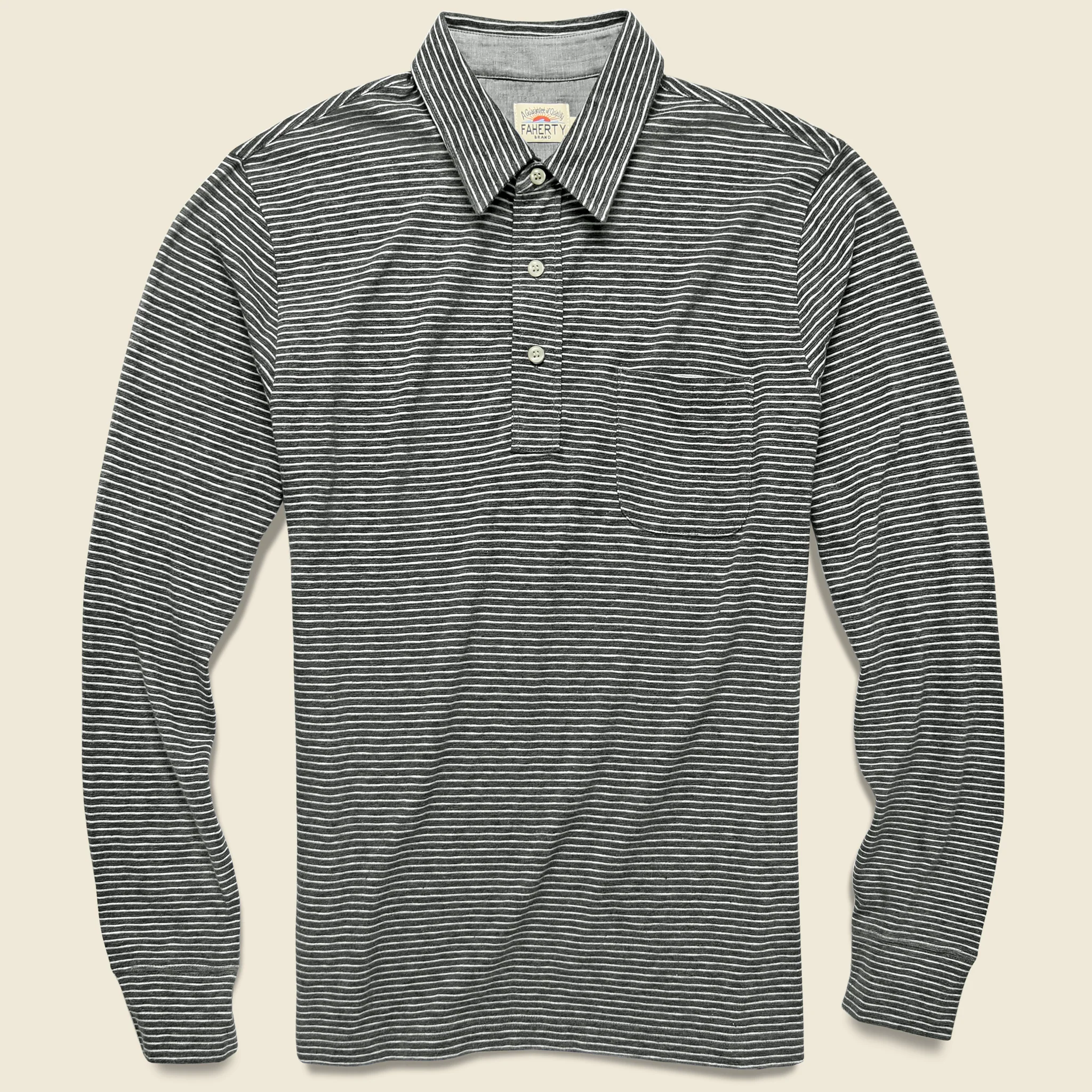 Luxe Heather Polo - Charcoal Grey Stripe