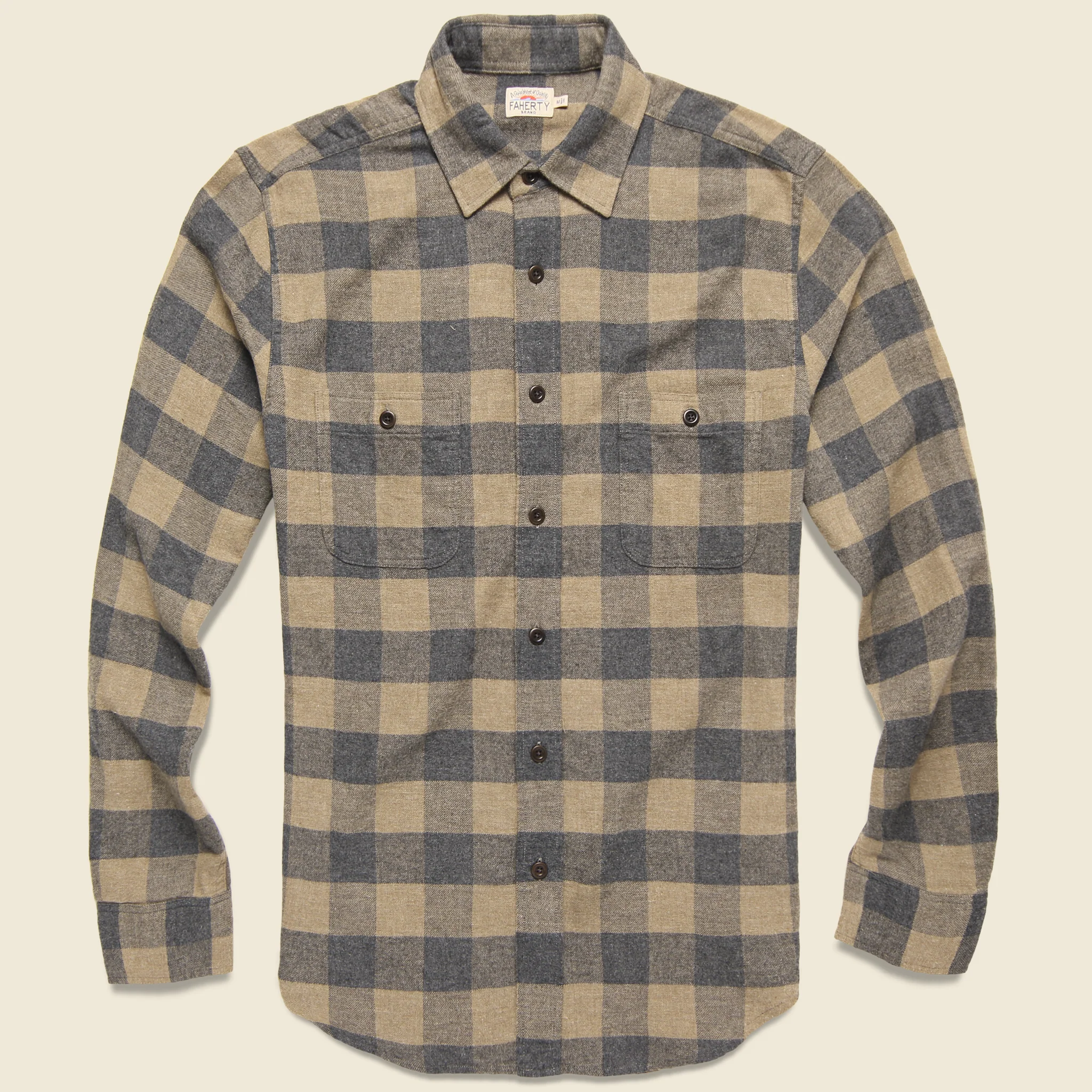 Brushed Alpine Flannel - Sand Charcoal Buffalo