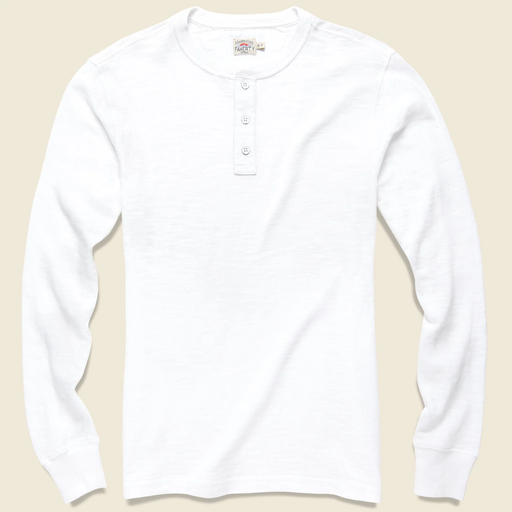 Slub Cotton Henley - White