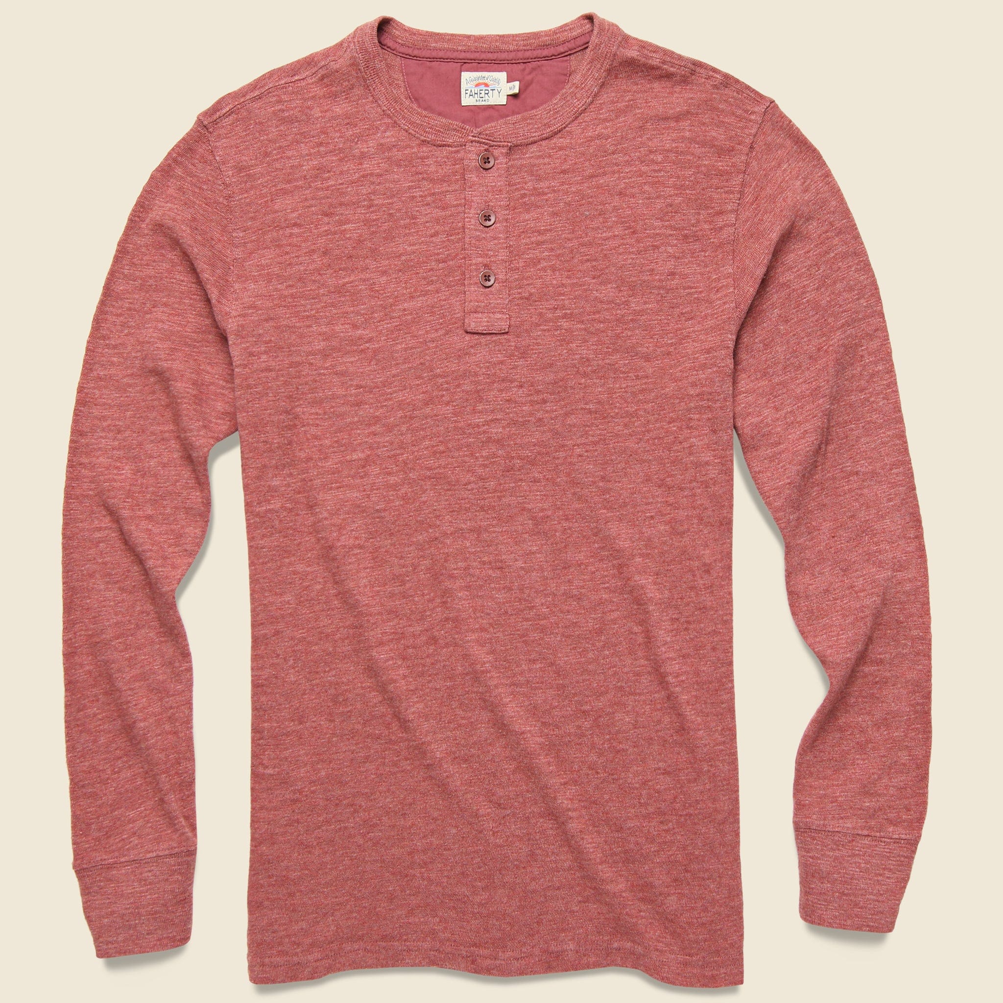 Slub Cotton Henley - Crimson Heather