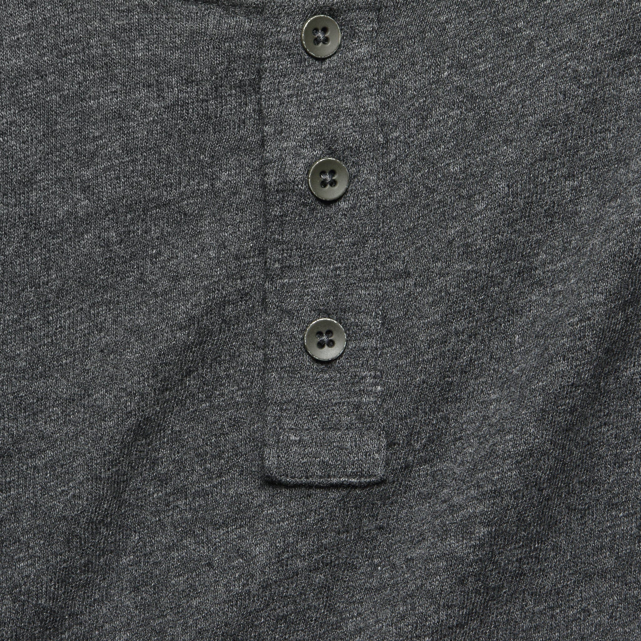 Slub Cotton Henley - Black Heather - Image 2