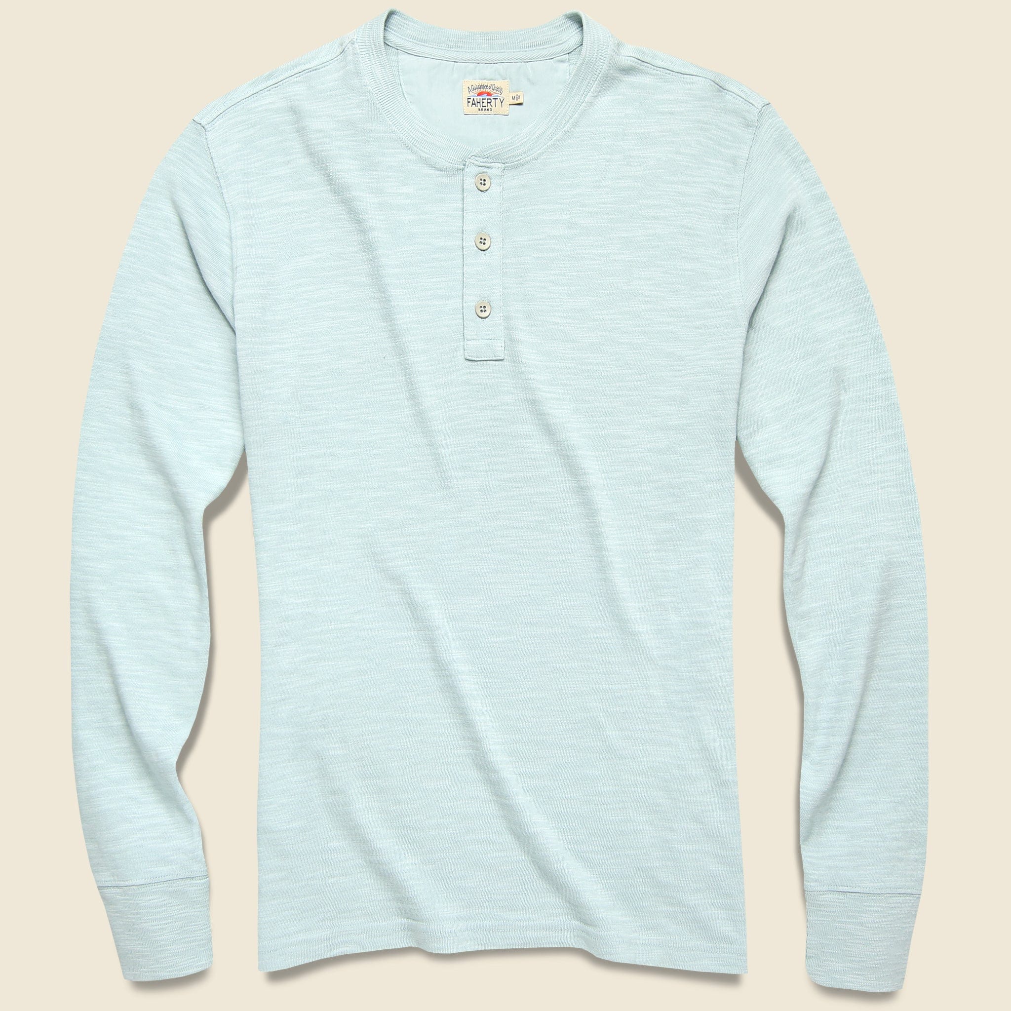 Slub Cotton Henley - Glacier Blue