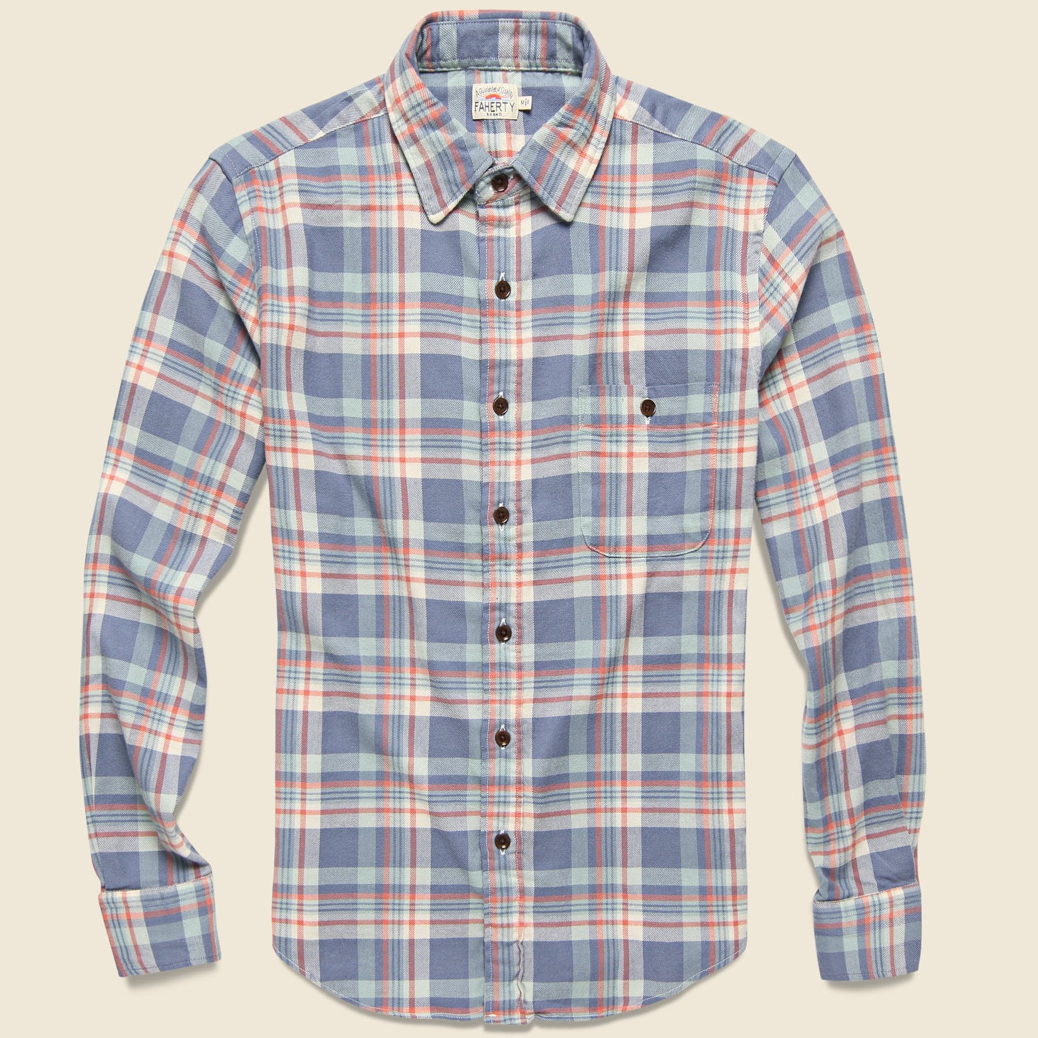 Stretch Seaview Shirt - Blue/Cream/Orange