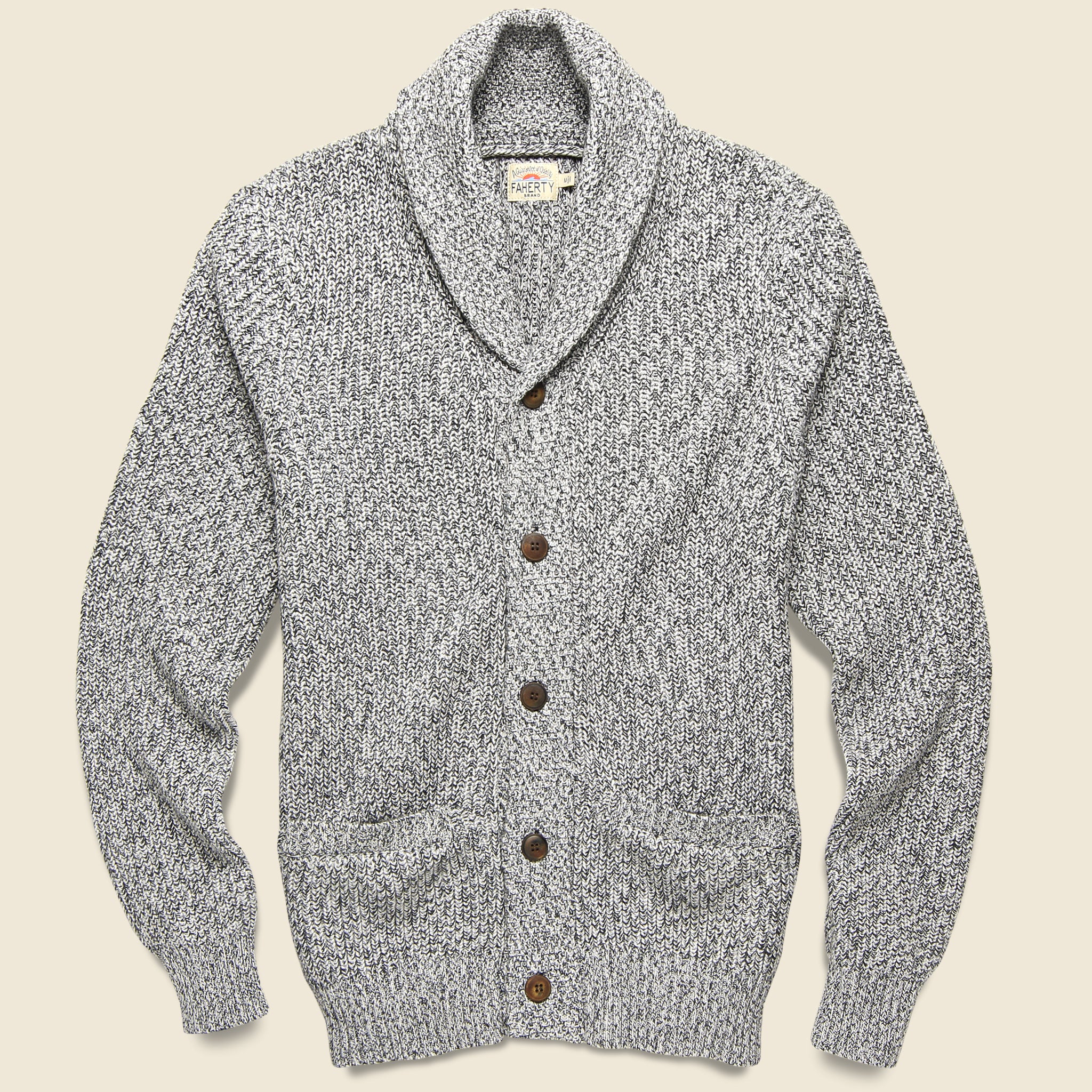 Marled Cotton Cardigan - Light Grey