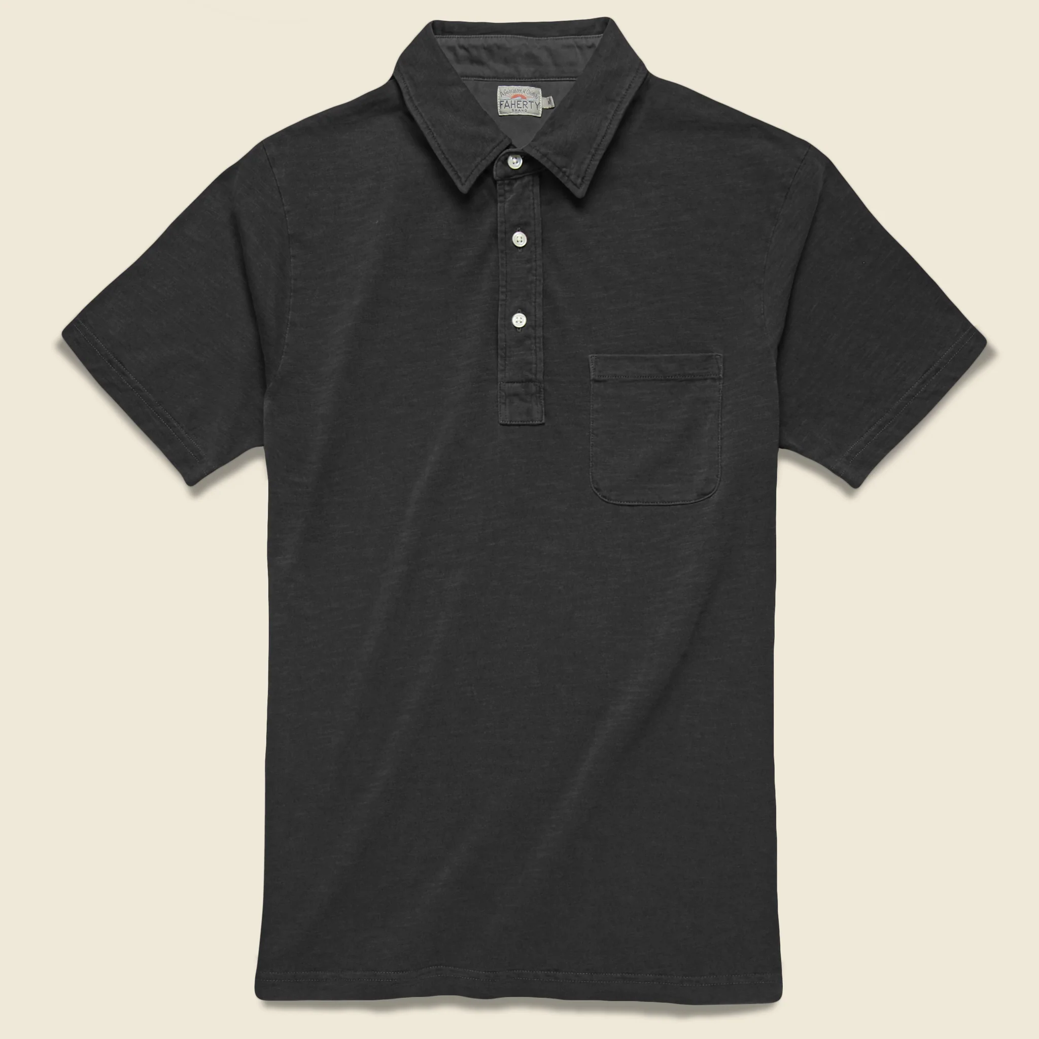 Garment Dyed Polo - Washed Black