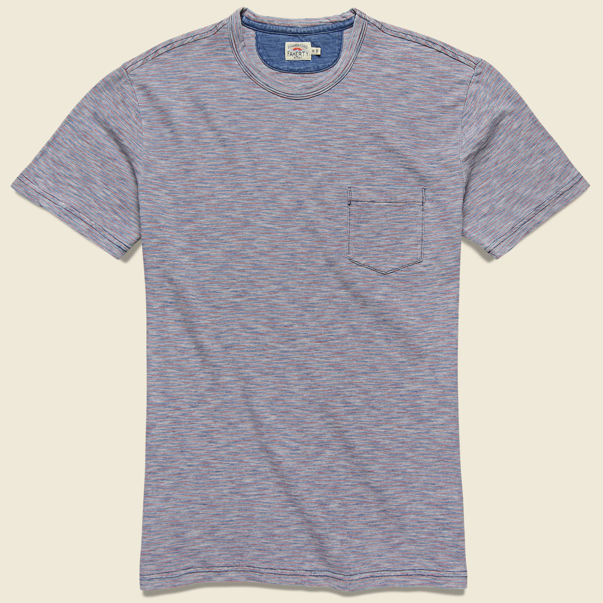 Indigo Pocket Tee - Red Sun