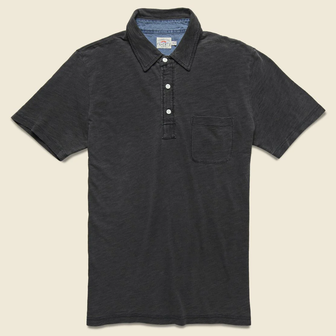 Indigo Dyed Polo Shirt - Black Wash